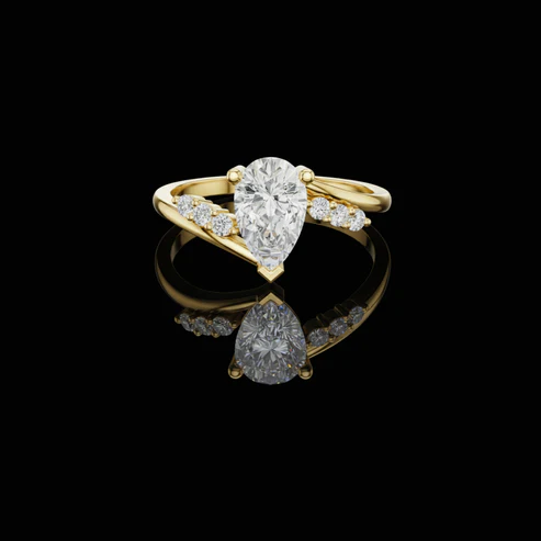 Solid Gold Radiant Cut Eternity Band, Architectural Bar-Set Wedding Ring