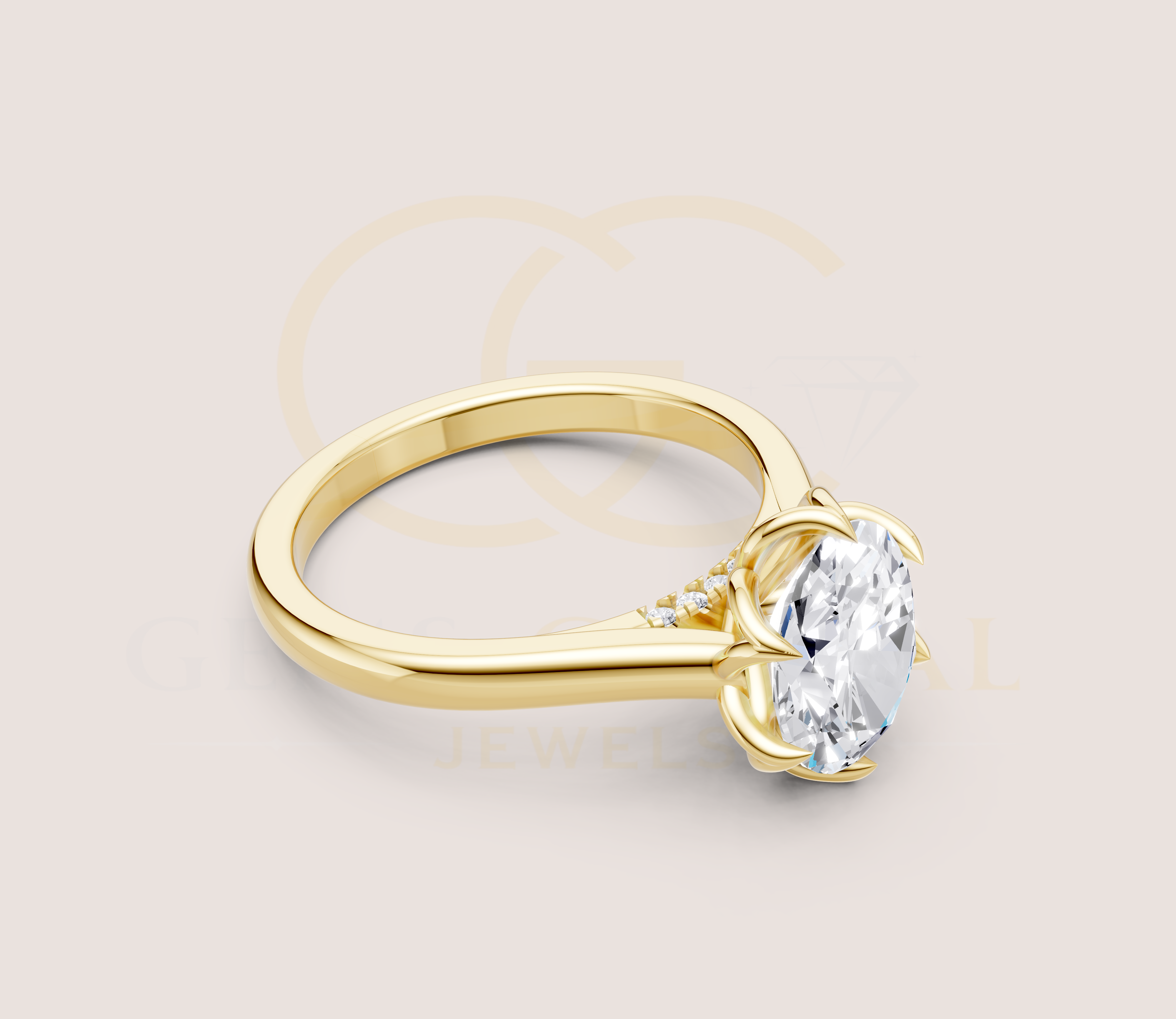 Oval Diamond Tulip Basket Setting With Diamond Bridge view 5