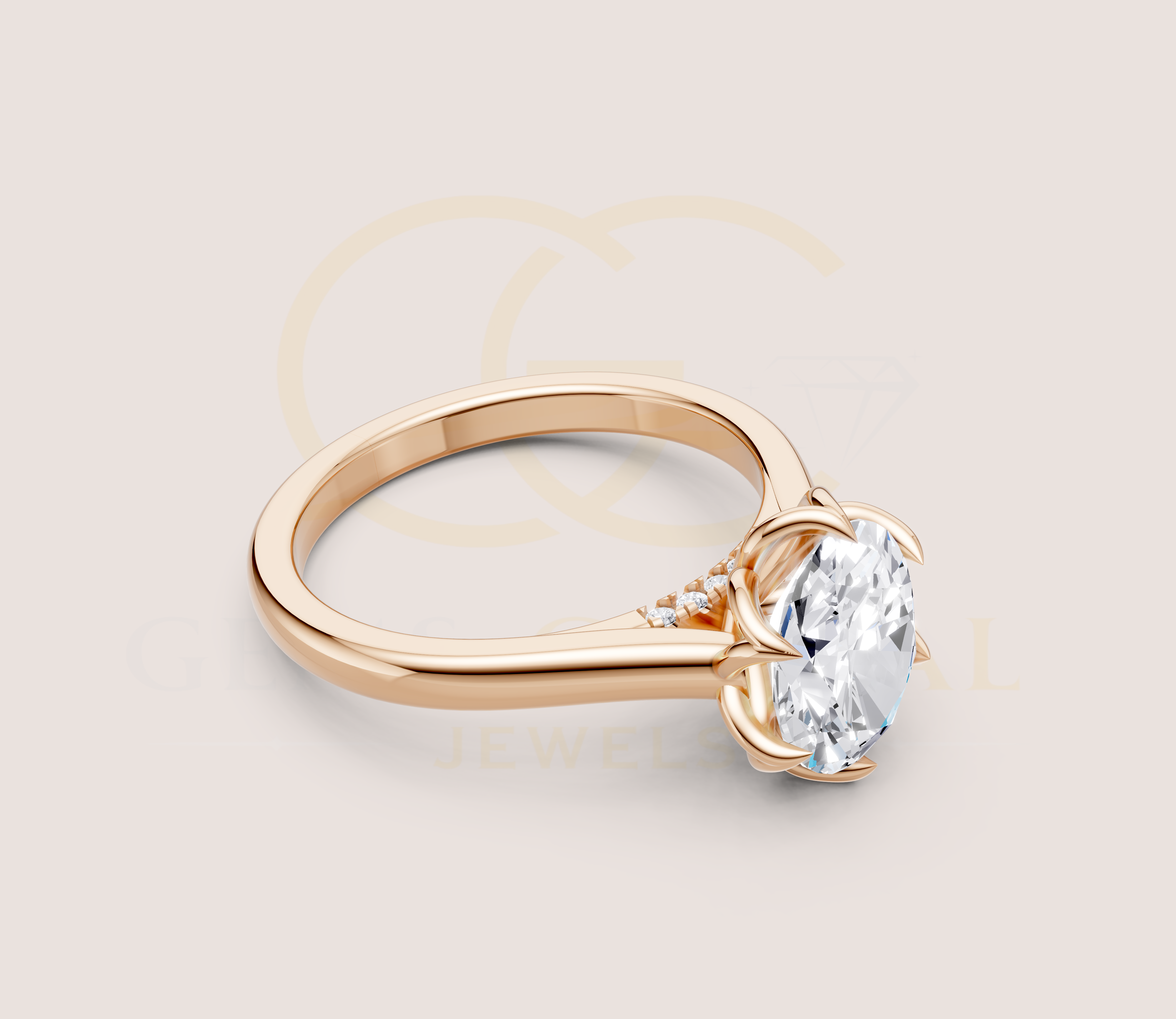 Oval Diamond Tulip Basket Setting With Diamond Bridge view 12