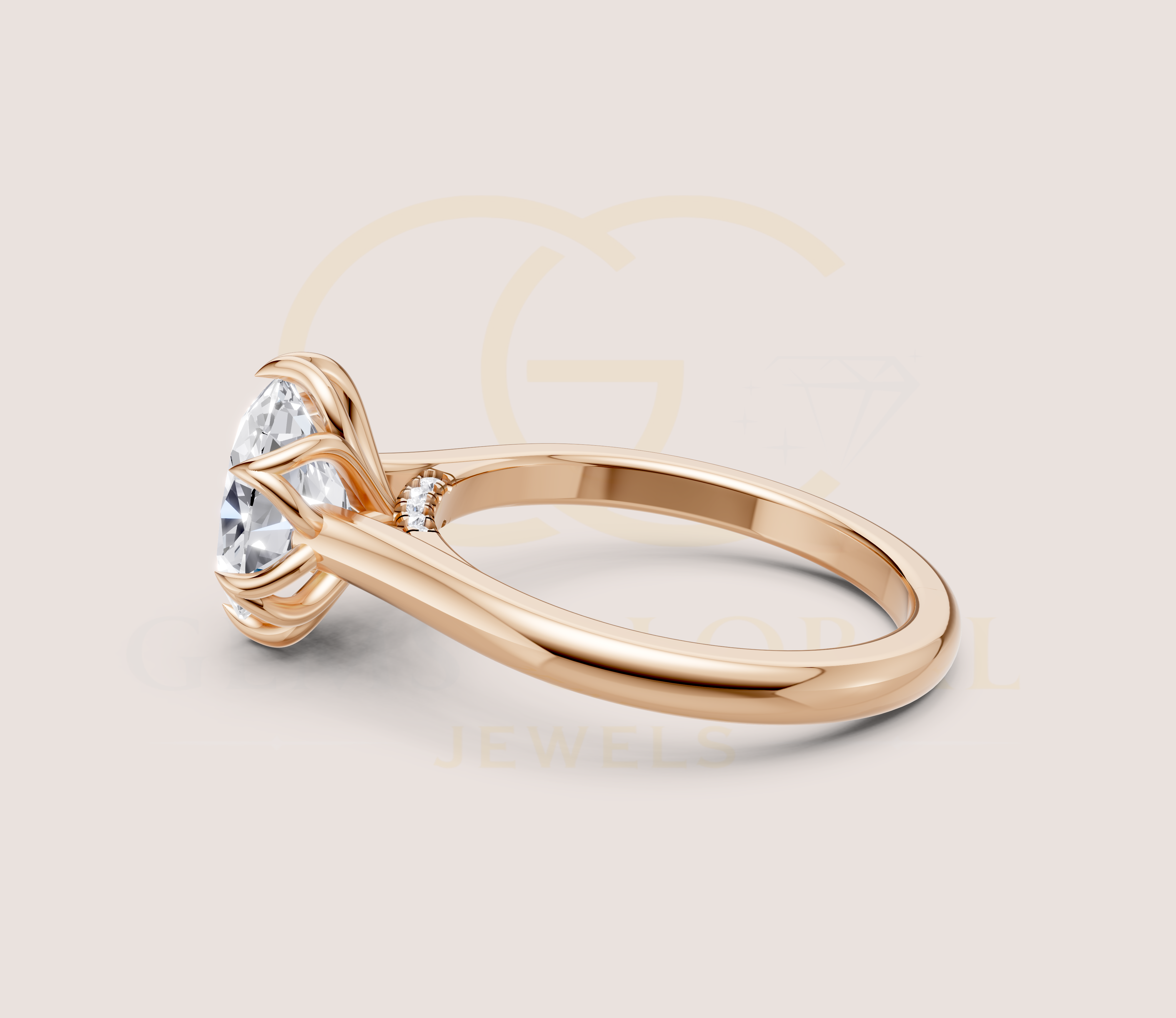 Oval Diamond Tulip Basket Setting With Diamond Bridge view 13