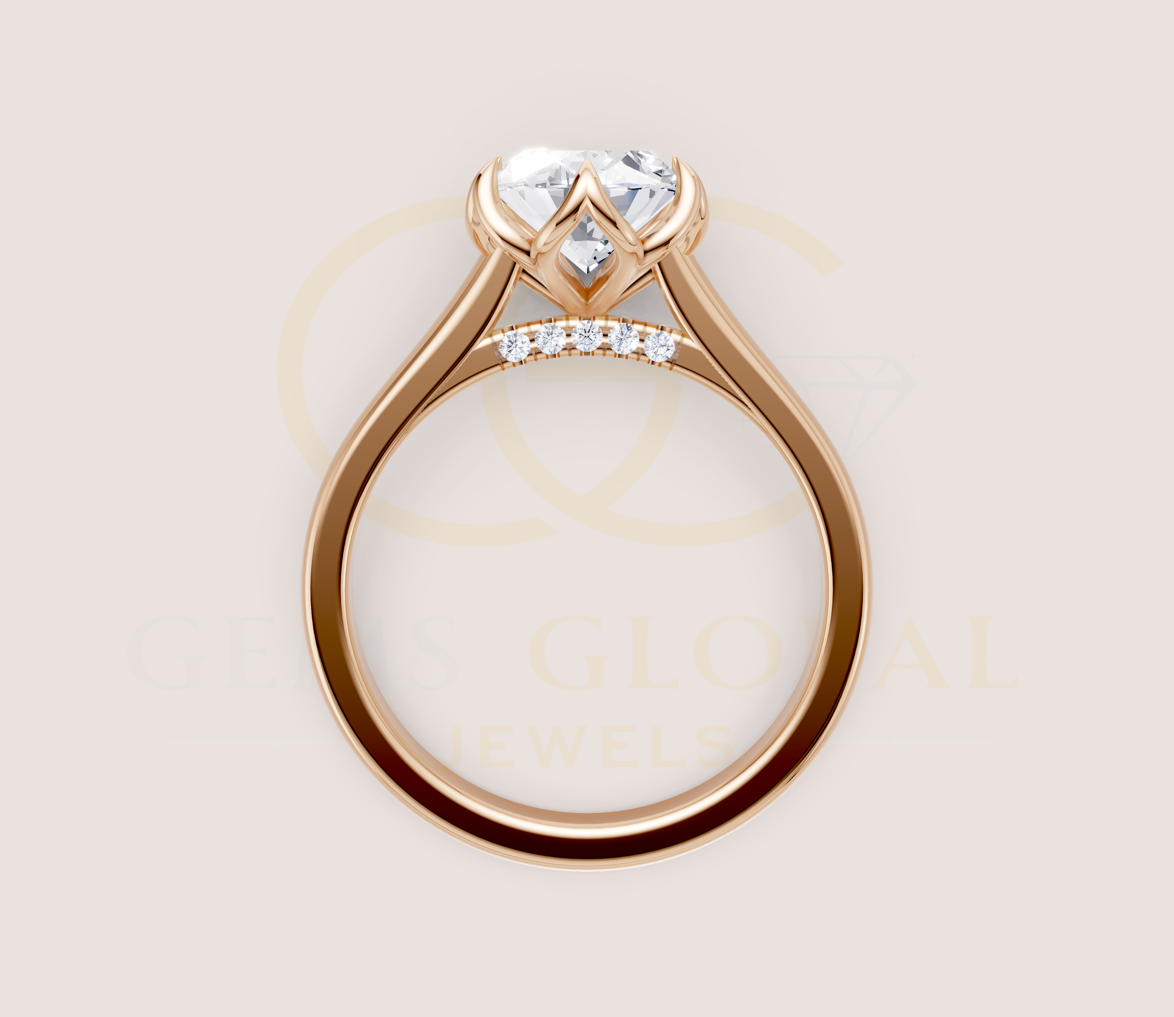 Oval Diamond Tulip Basket Setting With Diamond Bridge view 14
