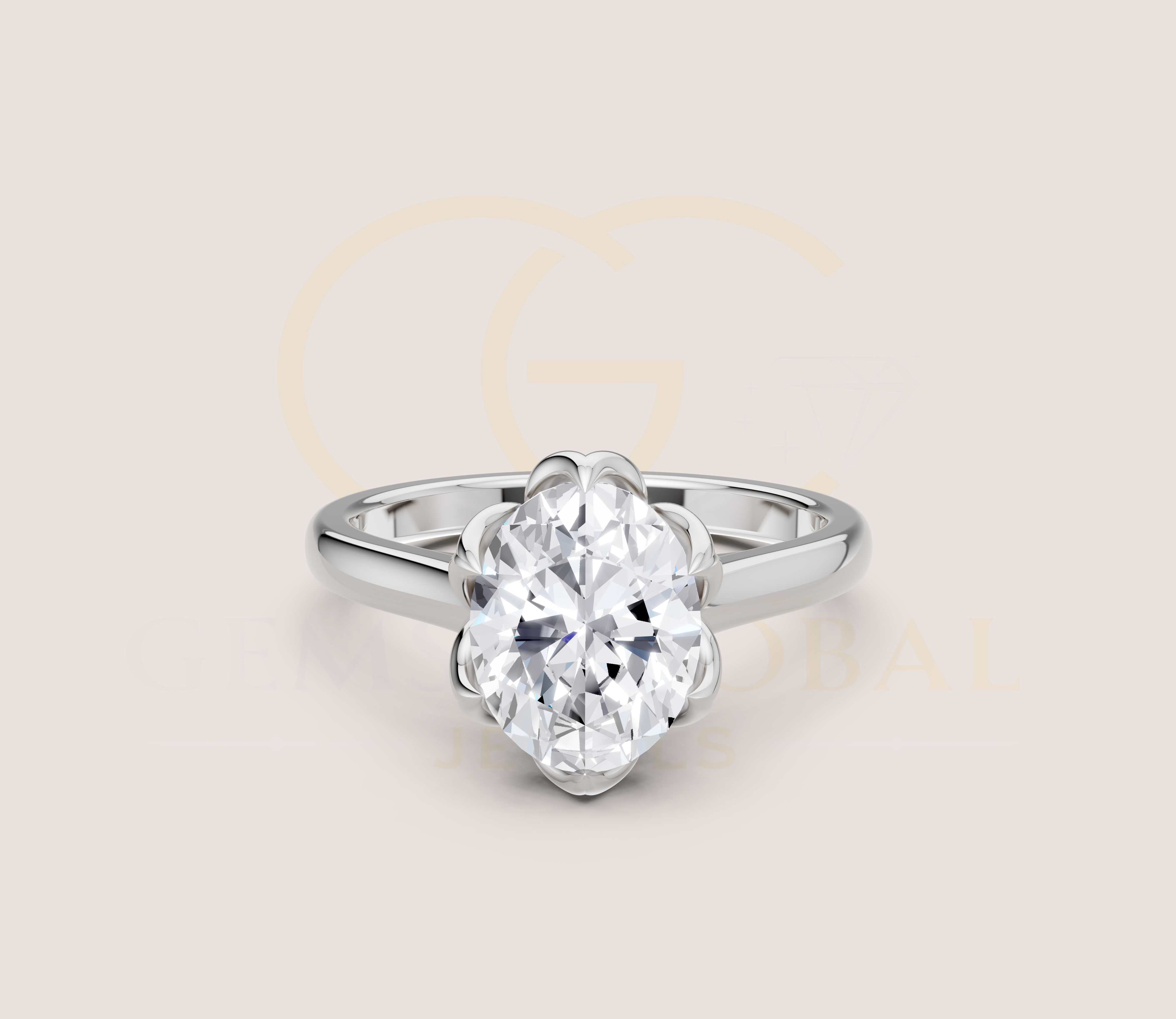 Oval Diamond Tulip Basket Setting With Diamond Bridge view 15