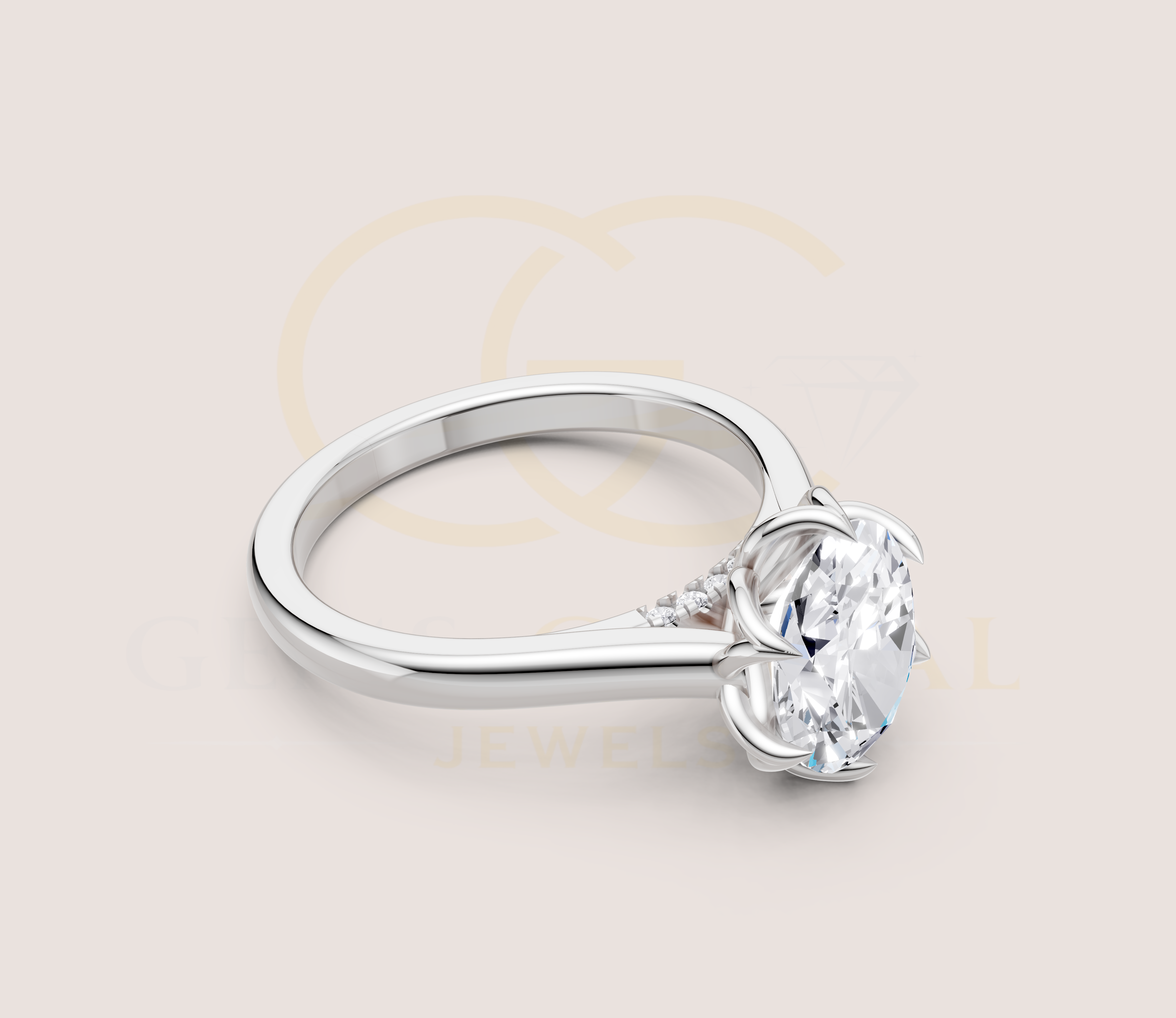 Oval Diamond Tulip Basket Setting With Diamond Bridge view 19