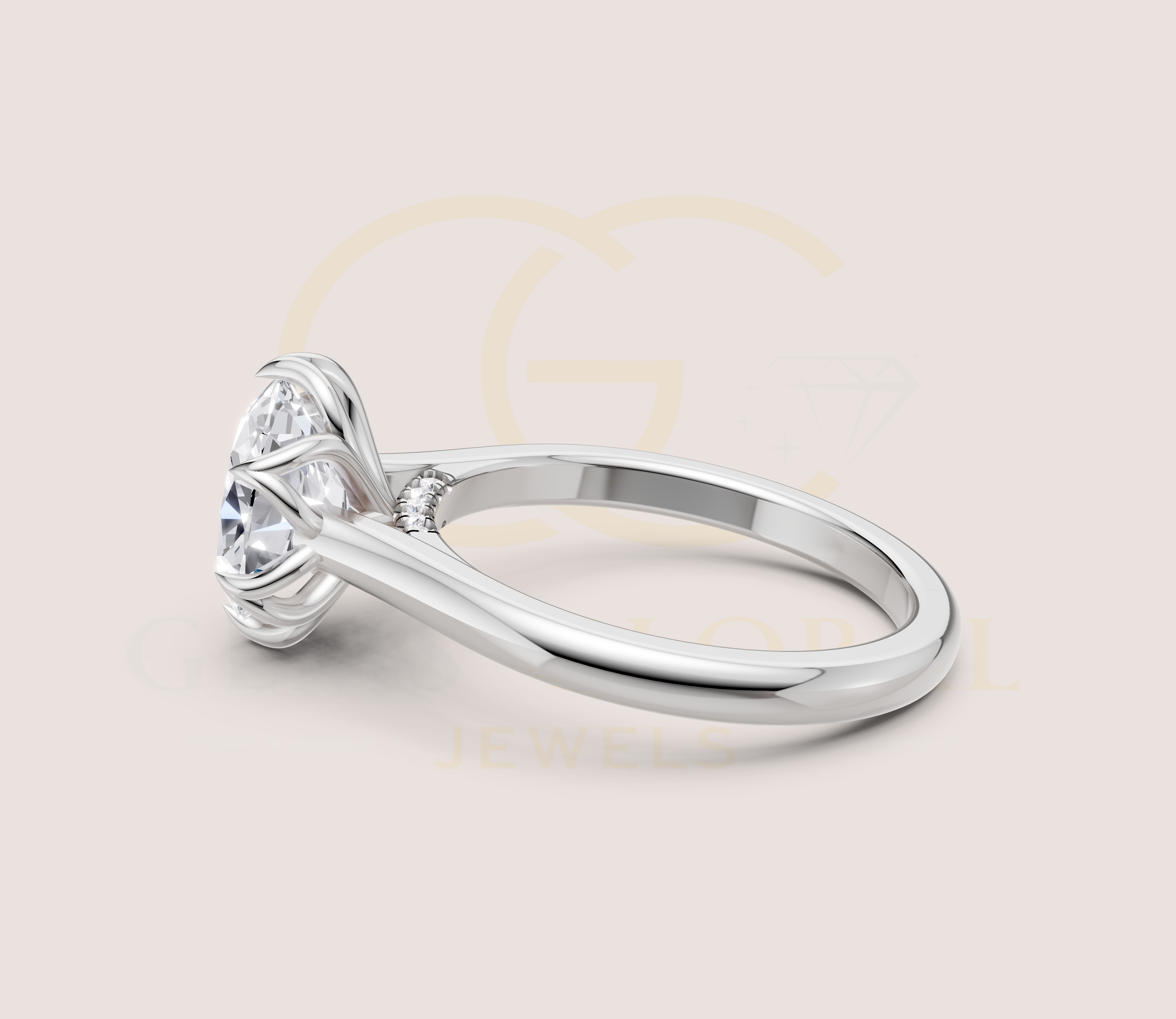 Oval Diamond Tulip Basket Setting With Diamond Bridge view 20