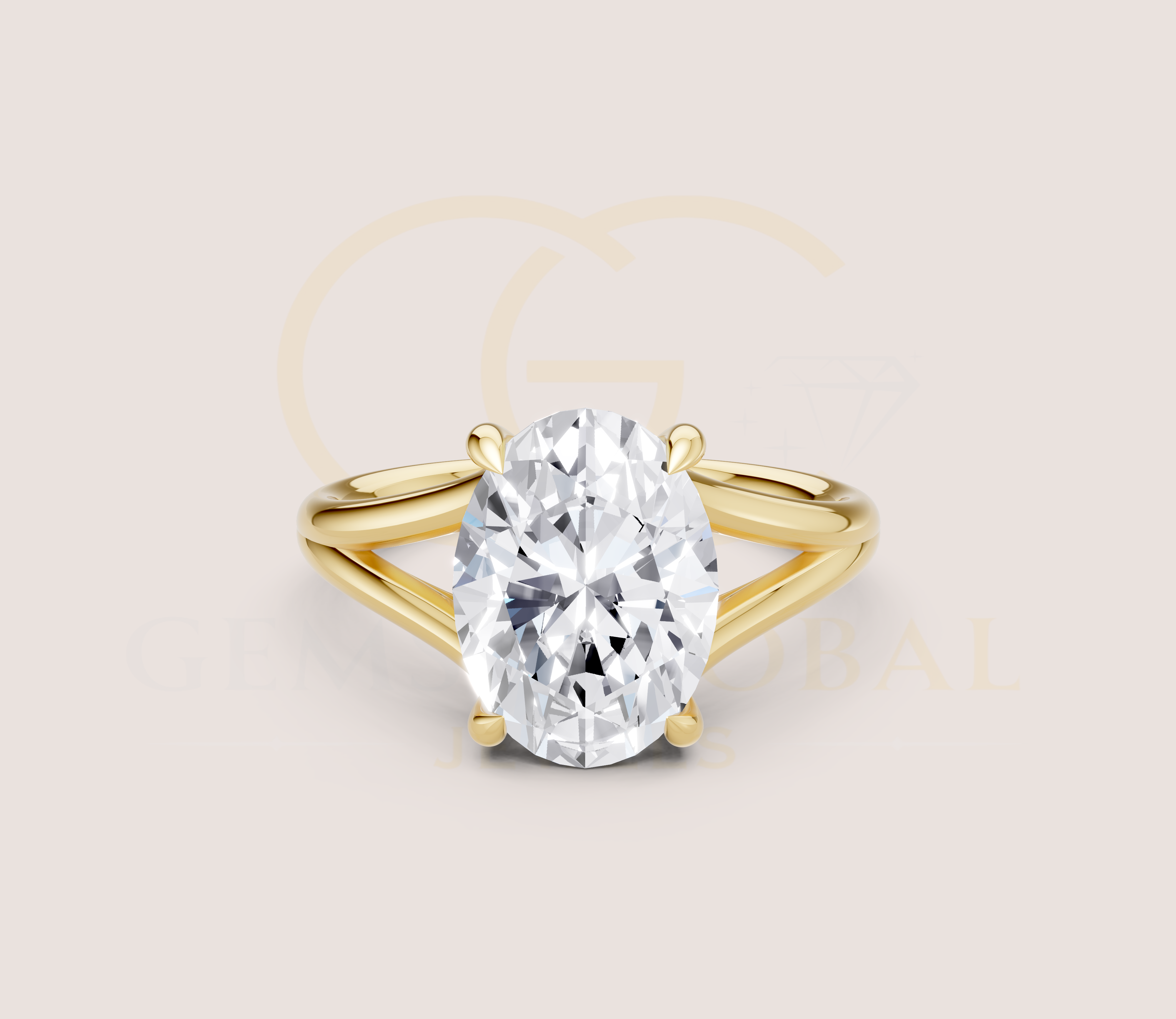Oval Cut Open Shank Band Engagement Ring view 1