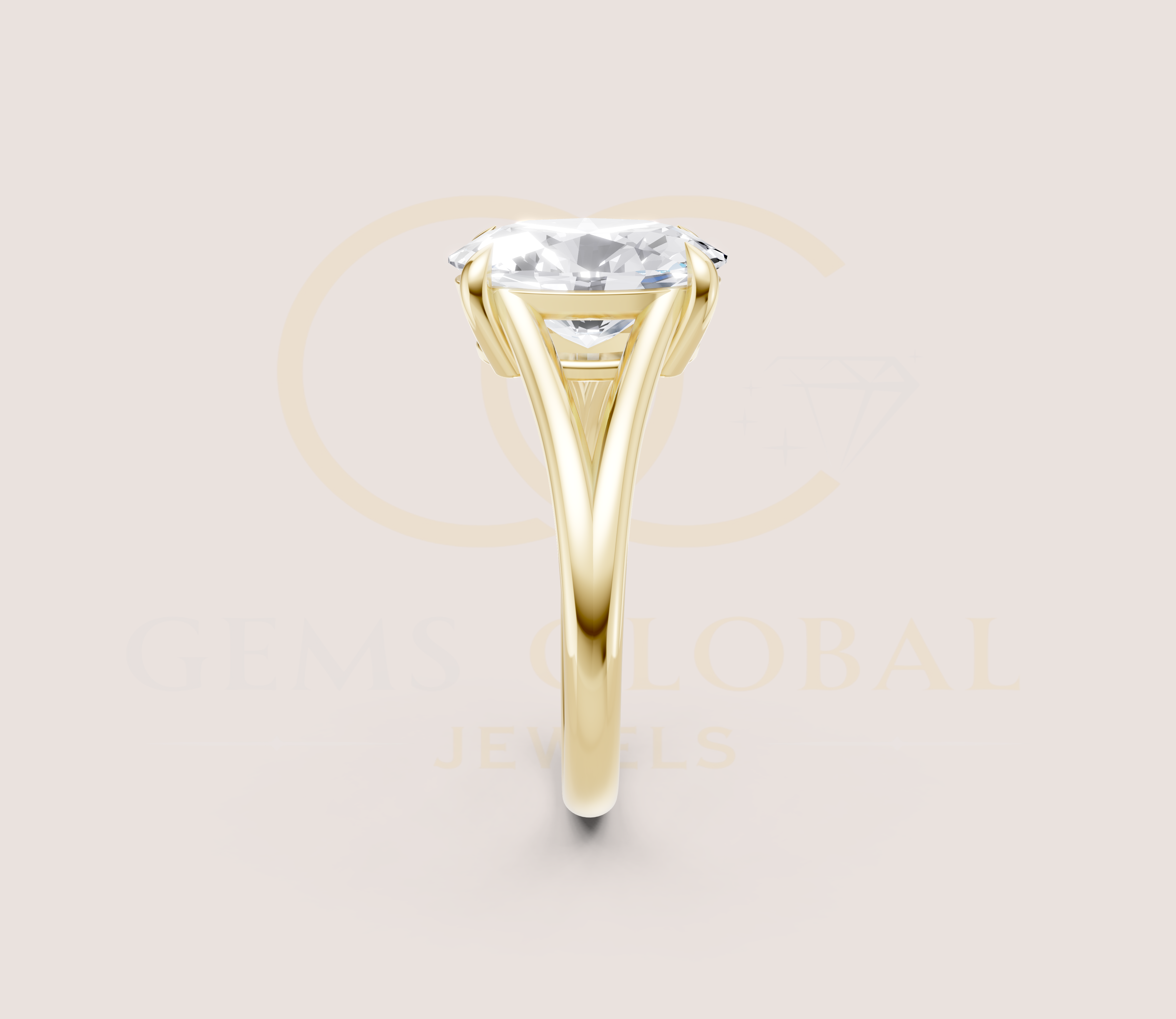 Oval Cut Open Shank Band Engagement Ring view 4