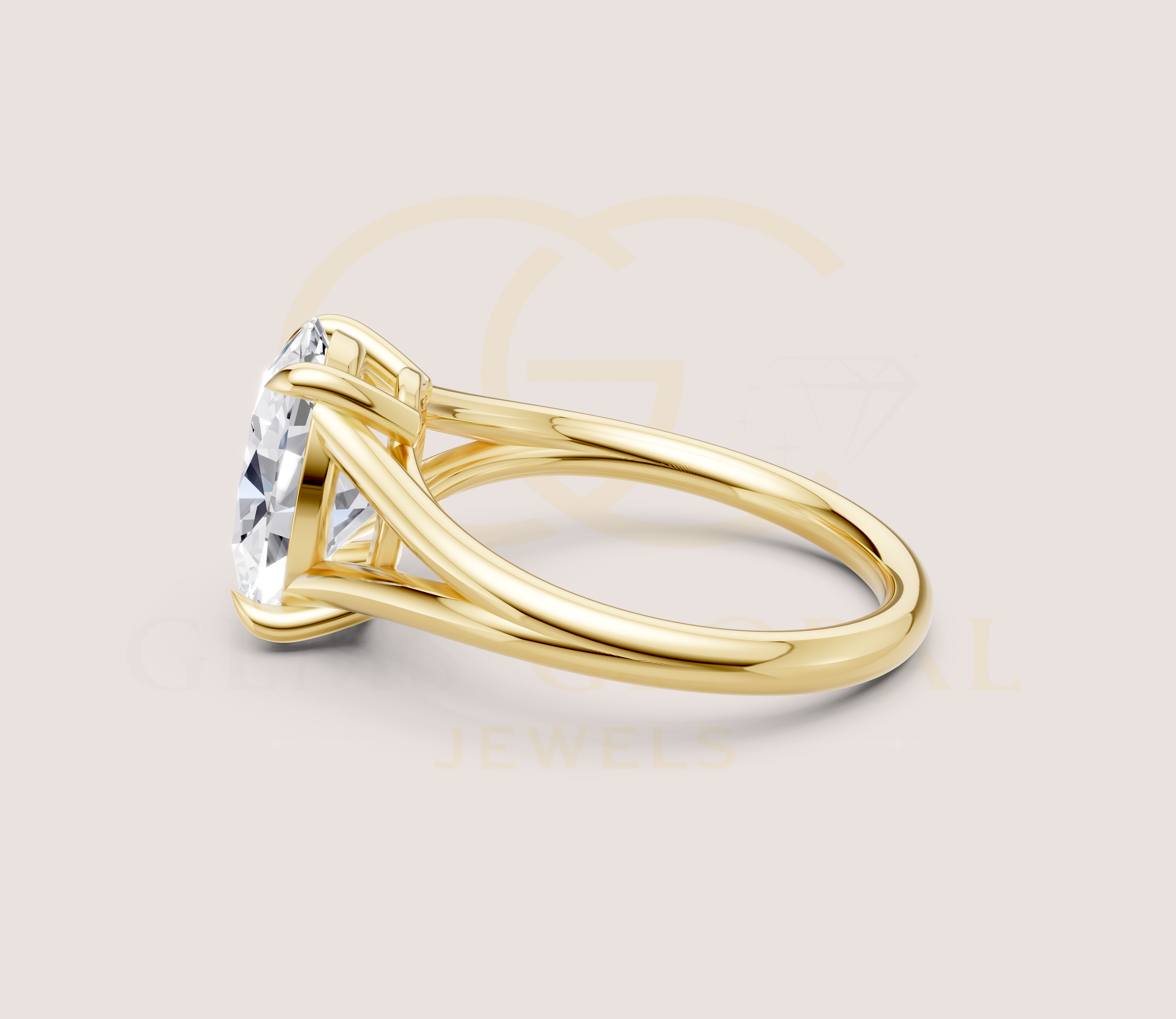 Oval Cut Open Shank Band Engagement Ring view 6