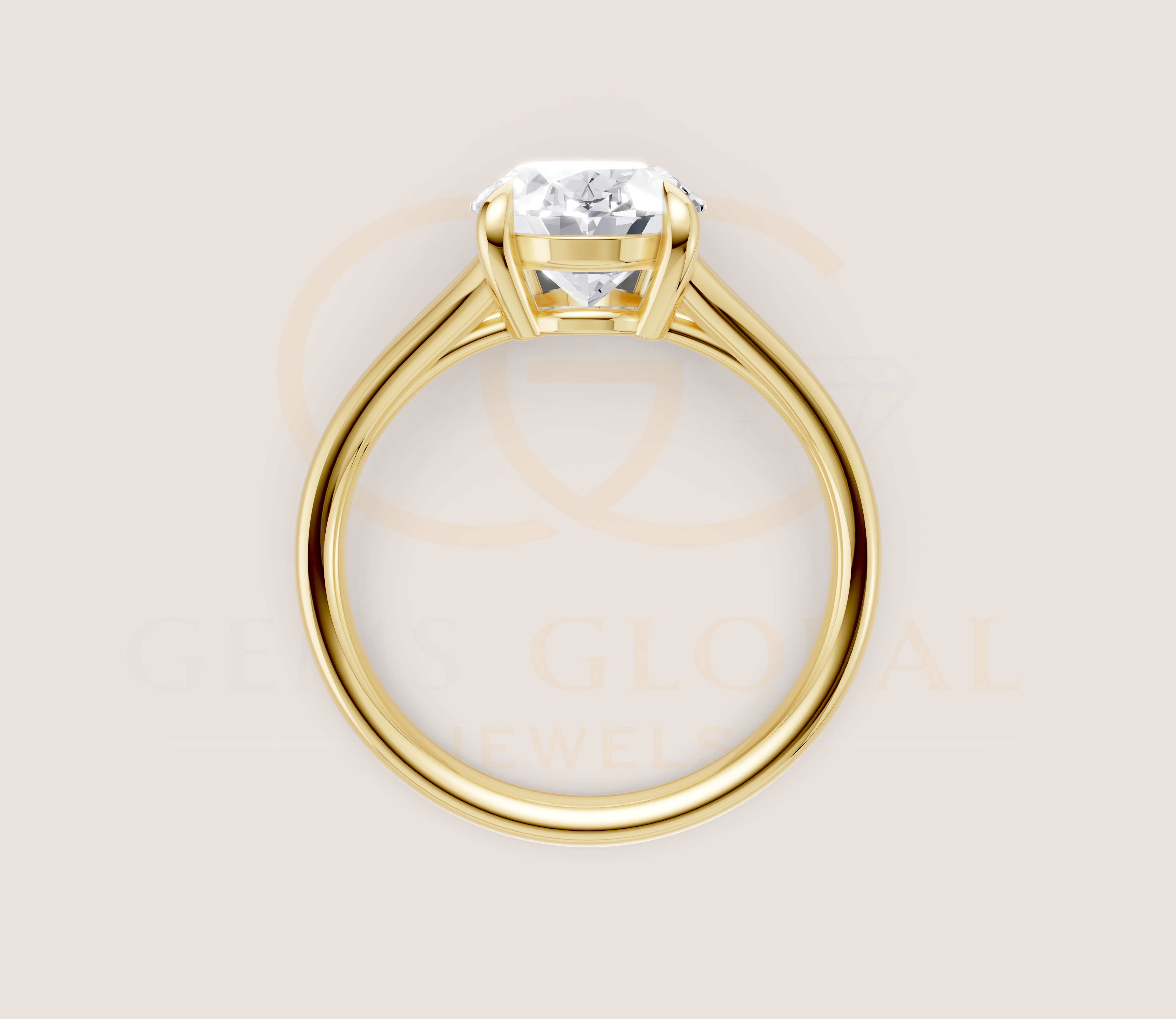 Oval Cut Open Shank Band Engagement Ring view 7