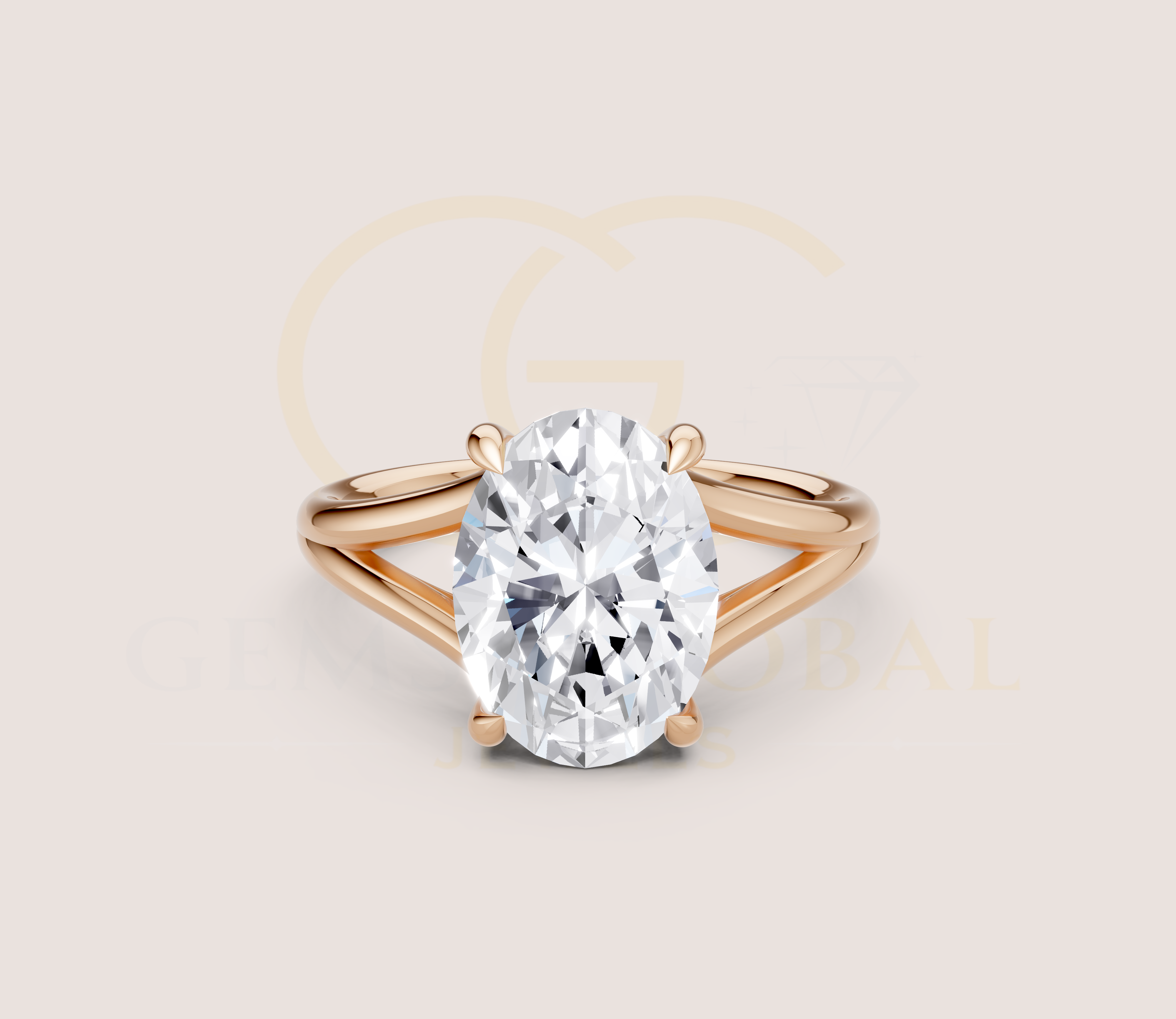 Oval Cut Open Shank Band Engagement Ring view 8