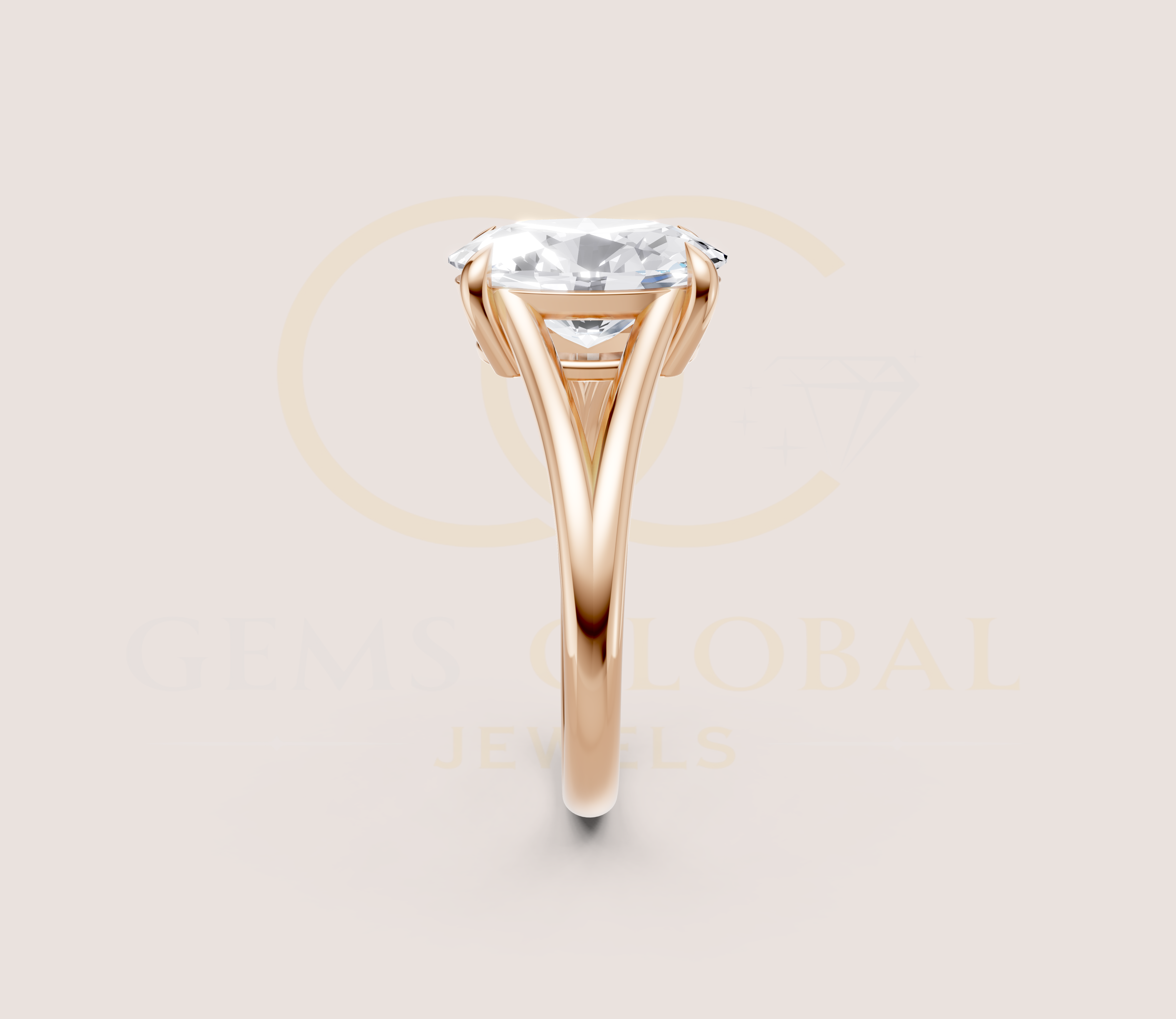 Oval Cut Open Shank Band Engagement Ring view 11