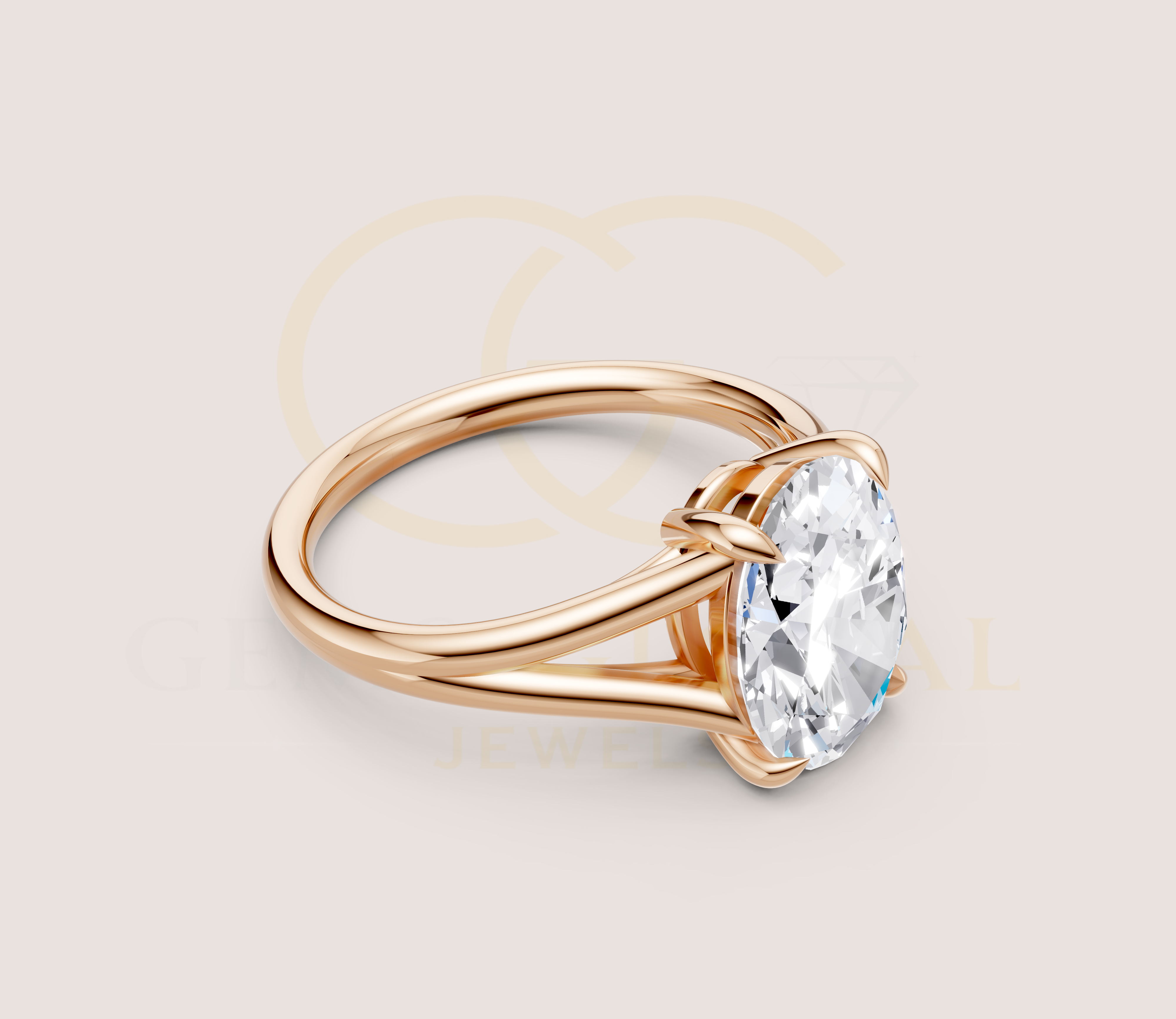 Oval Cut Open Shank Band Engagement Ring view 12