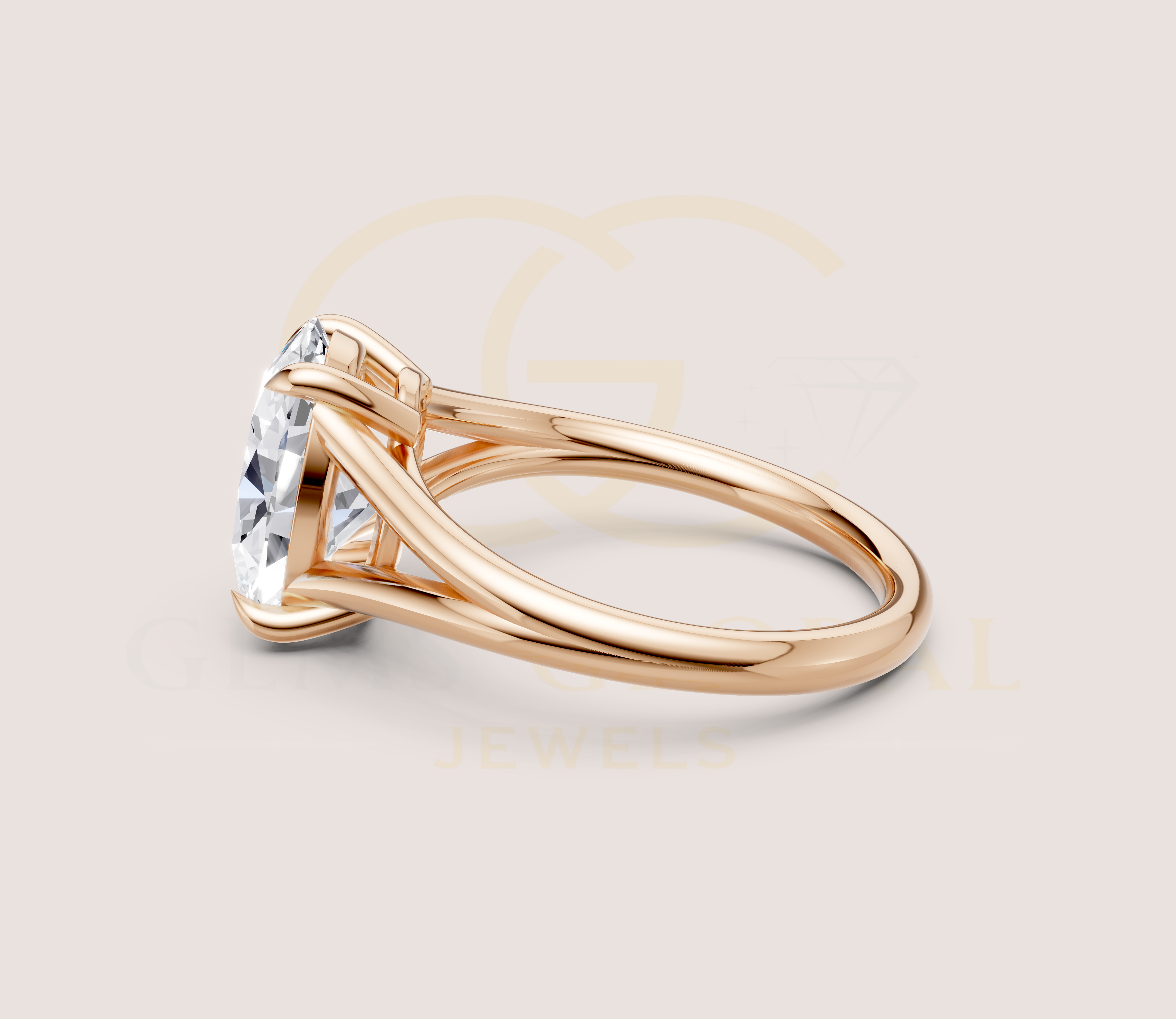 Oval Cut Open Shank Band Engagement Ring view 13