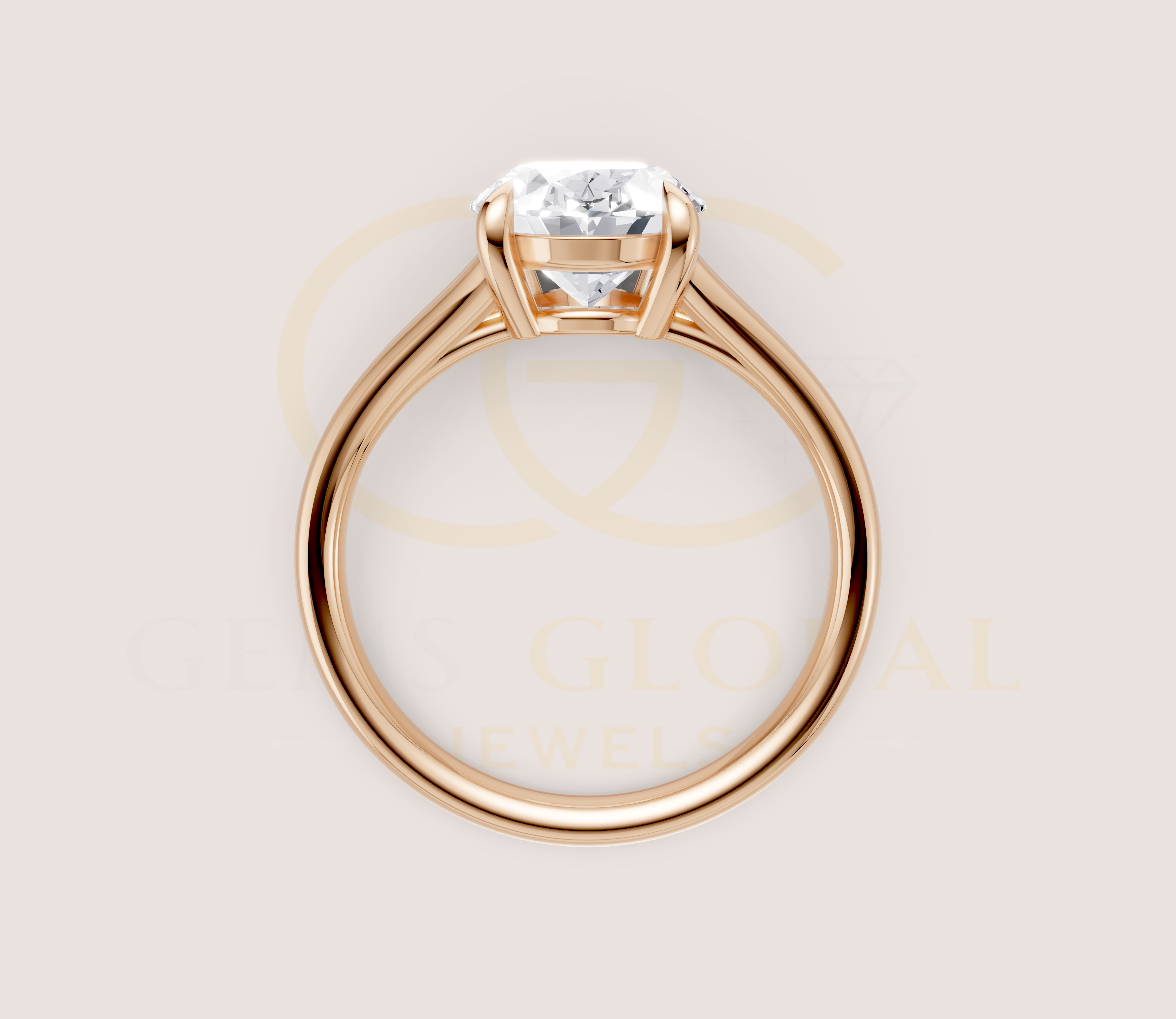 Oval Cut Open Shank Band Engagement Ring view 14