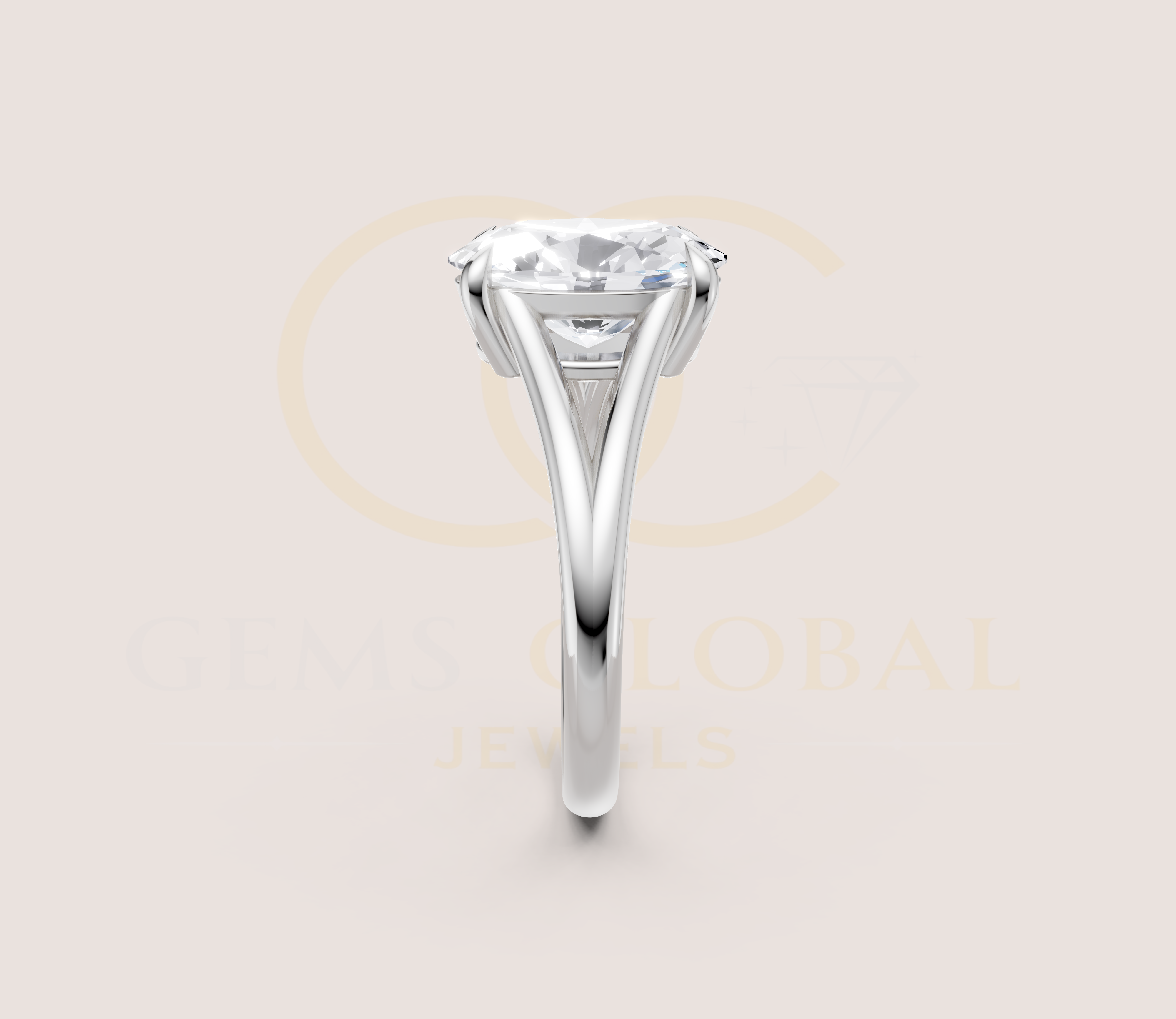 Oval Cut Open Shank Band Engagement Ring view 18