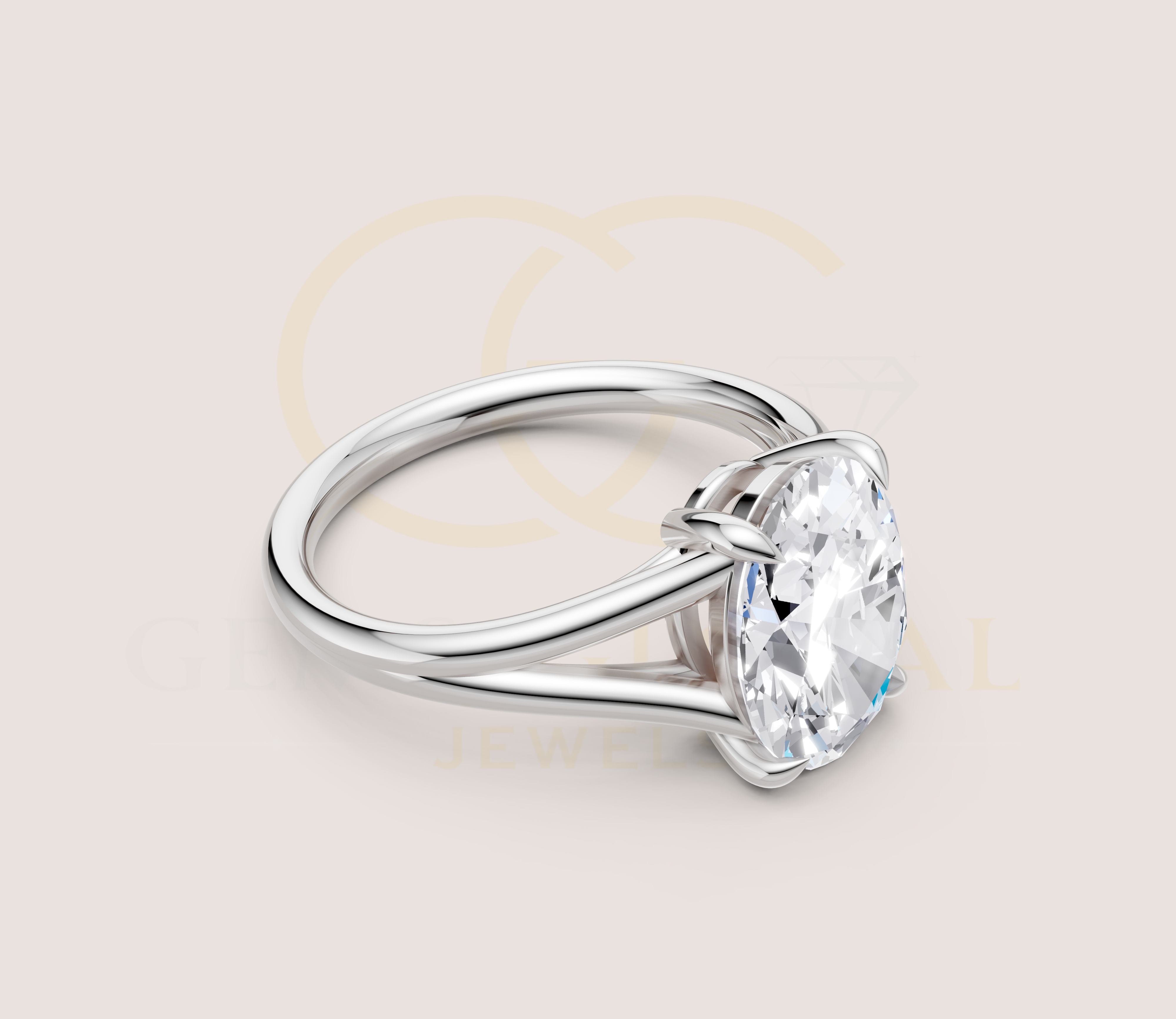 Oval Cut Open Shank Band Engagement Ring view 19