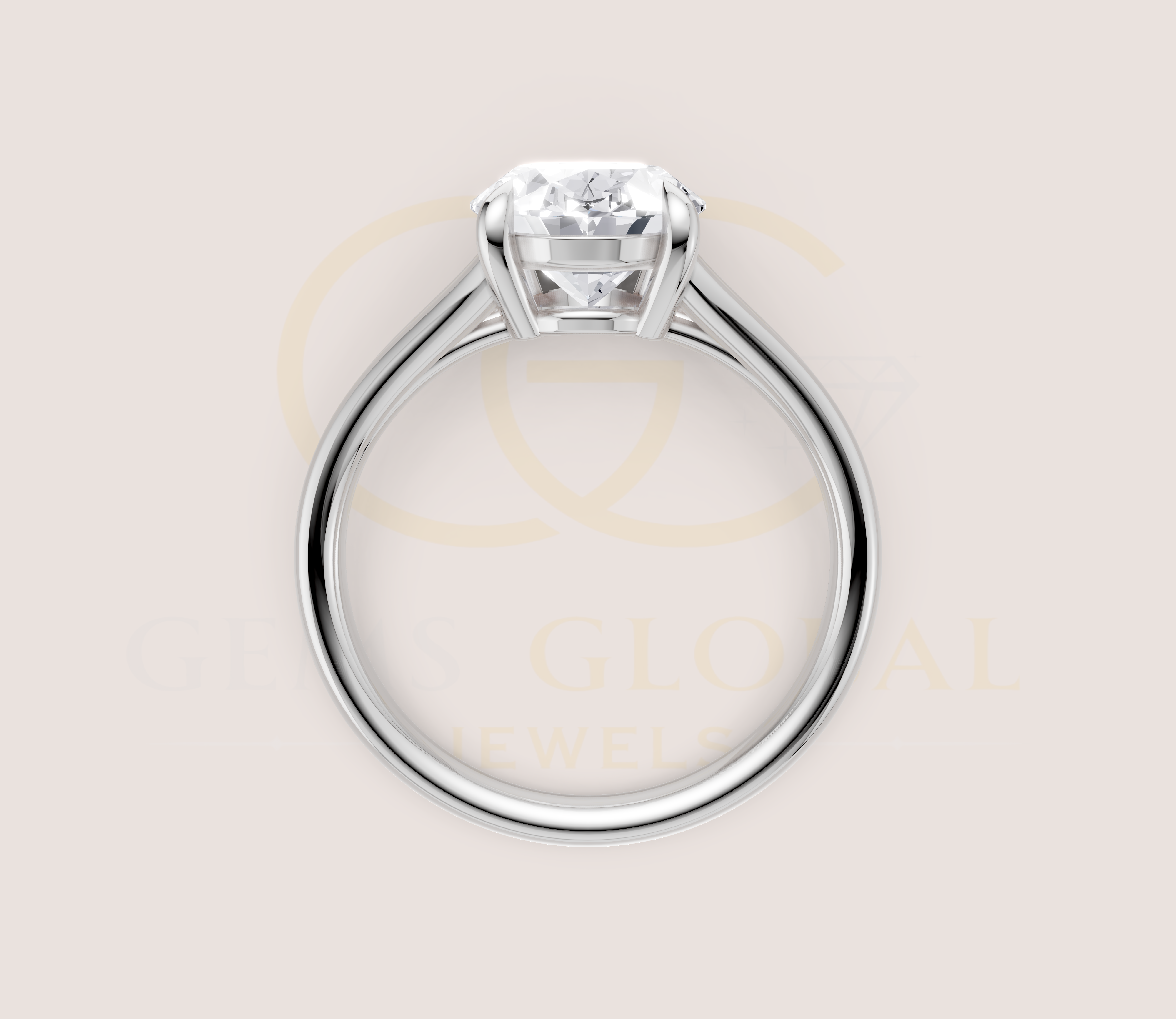 Oval Cut Open Shank Band Engagement Ring view 21