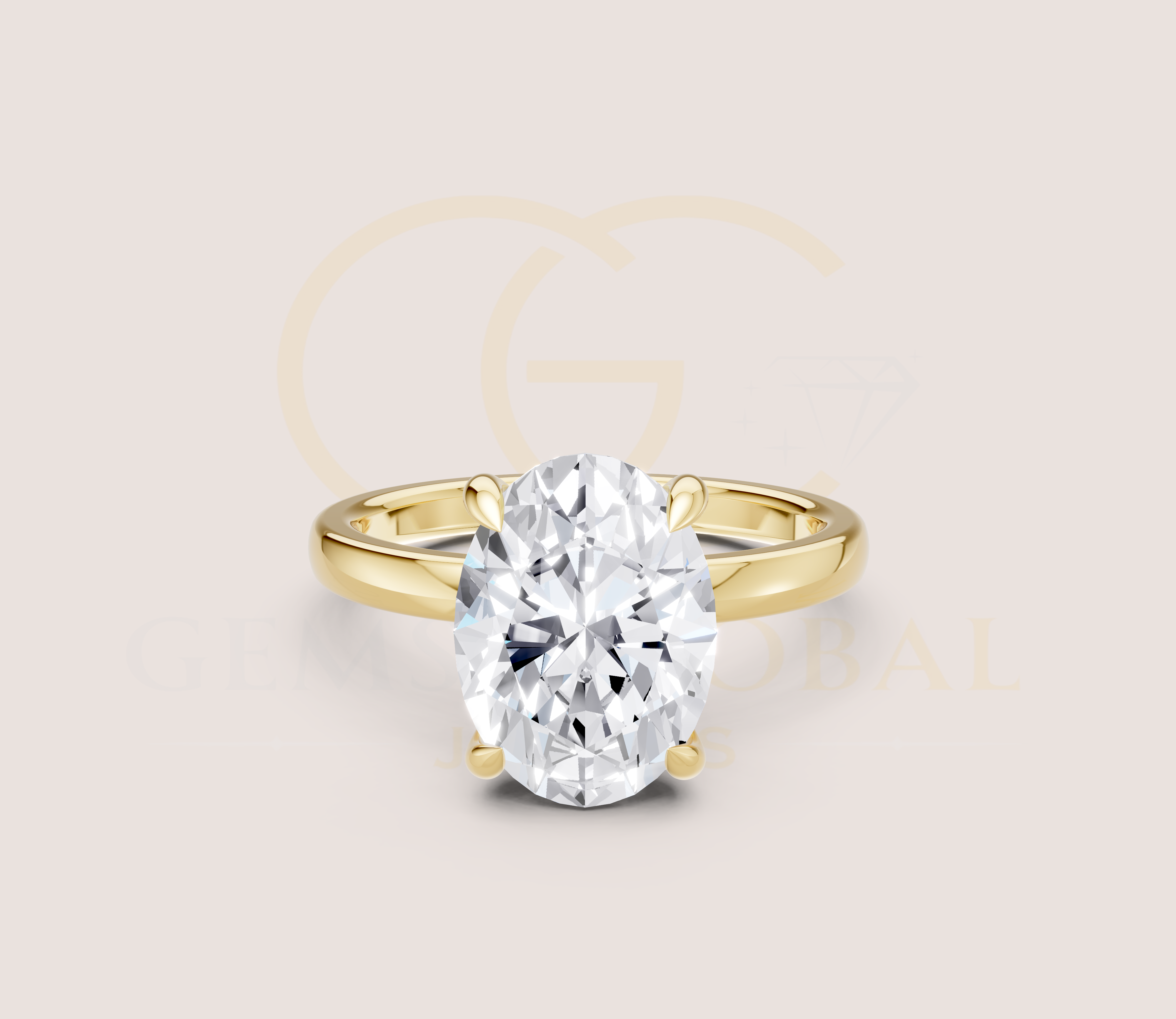 Oval Cut Hidden Halo Solitaire Engagement Ring view 1
