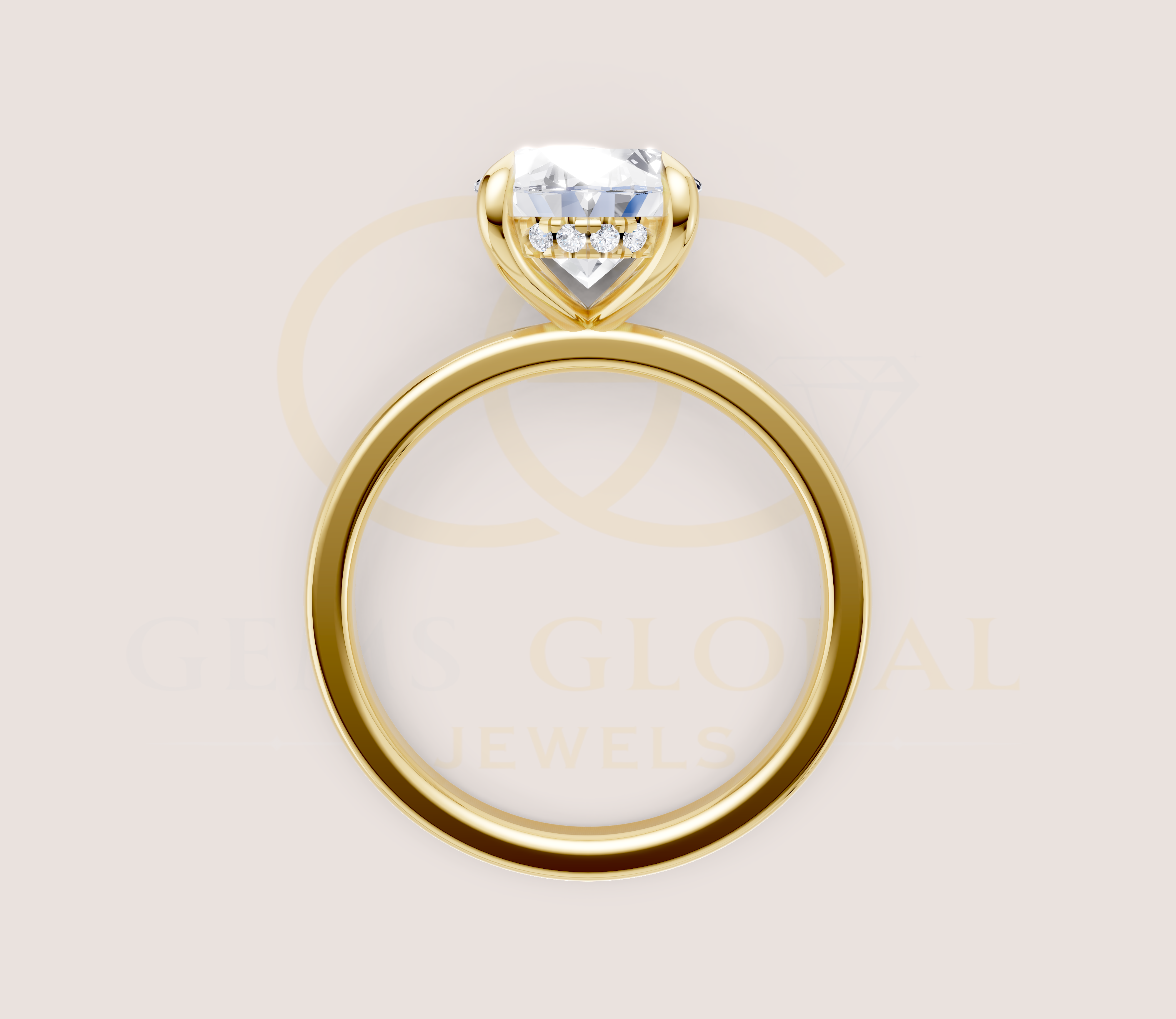 Oval Cut Hidden Halo Solitaire Engagement Ring view 7