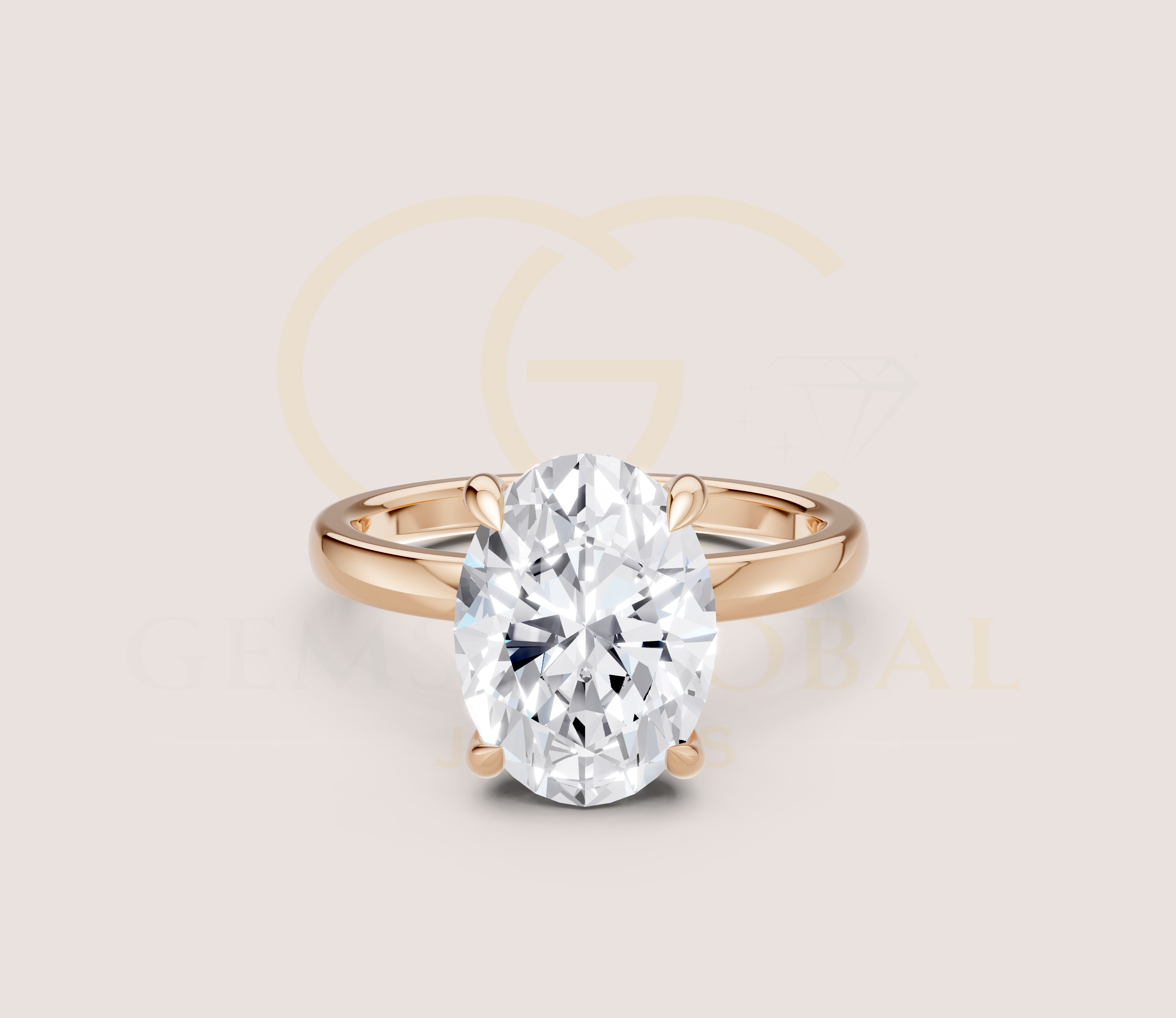 Oval Cut Hidden Halo Solitaire Engagement Ring view 8