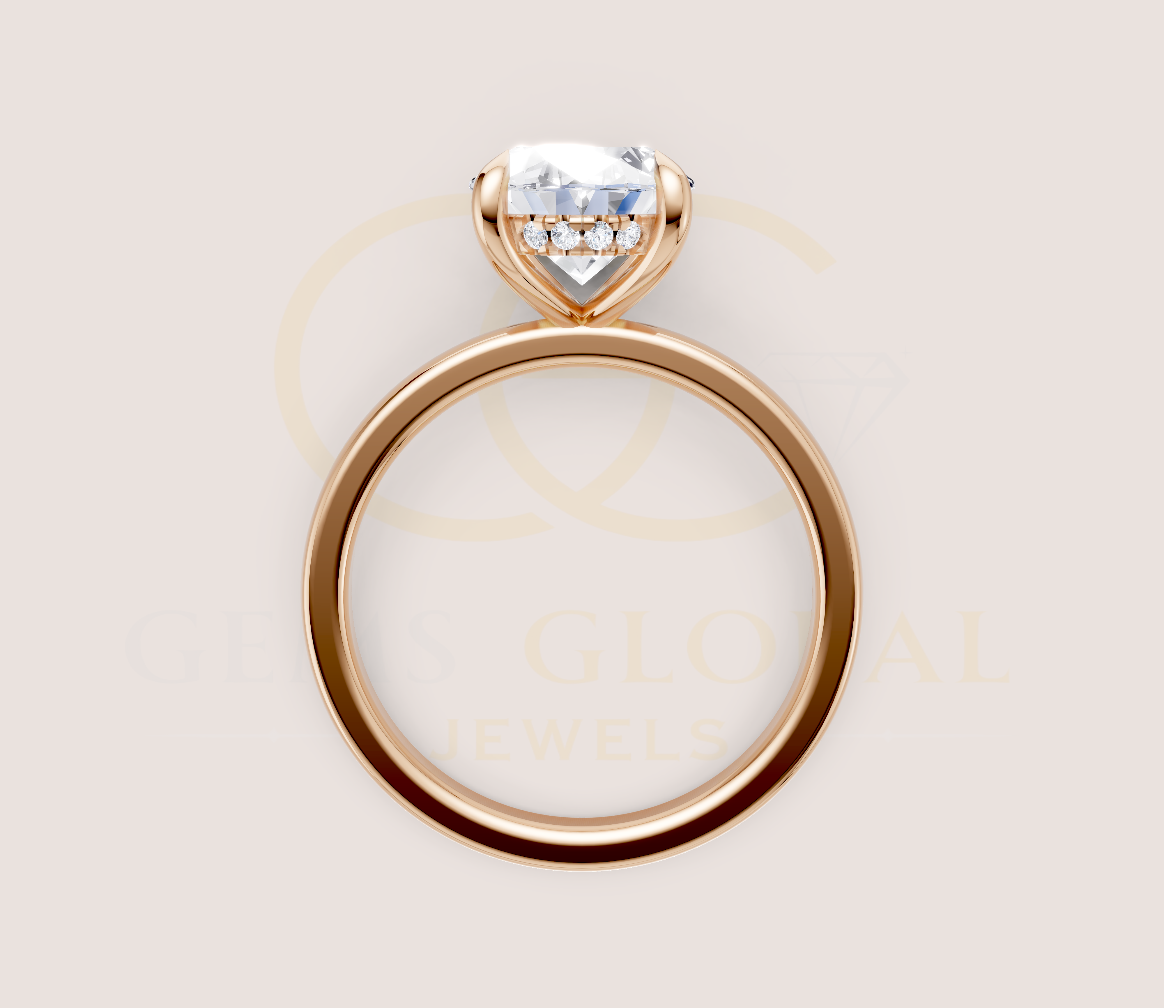 Oval Cut Hidden Halo Solitaire Engagement Ring view 14