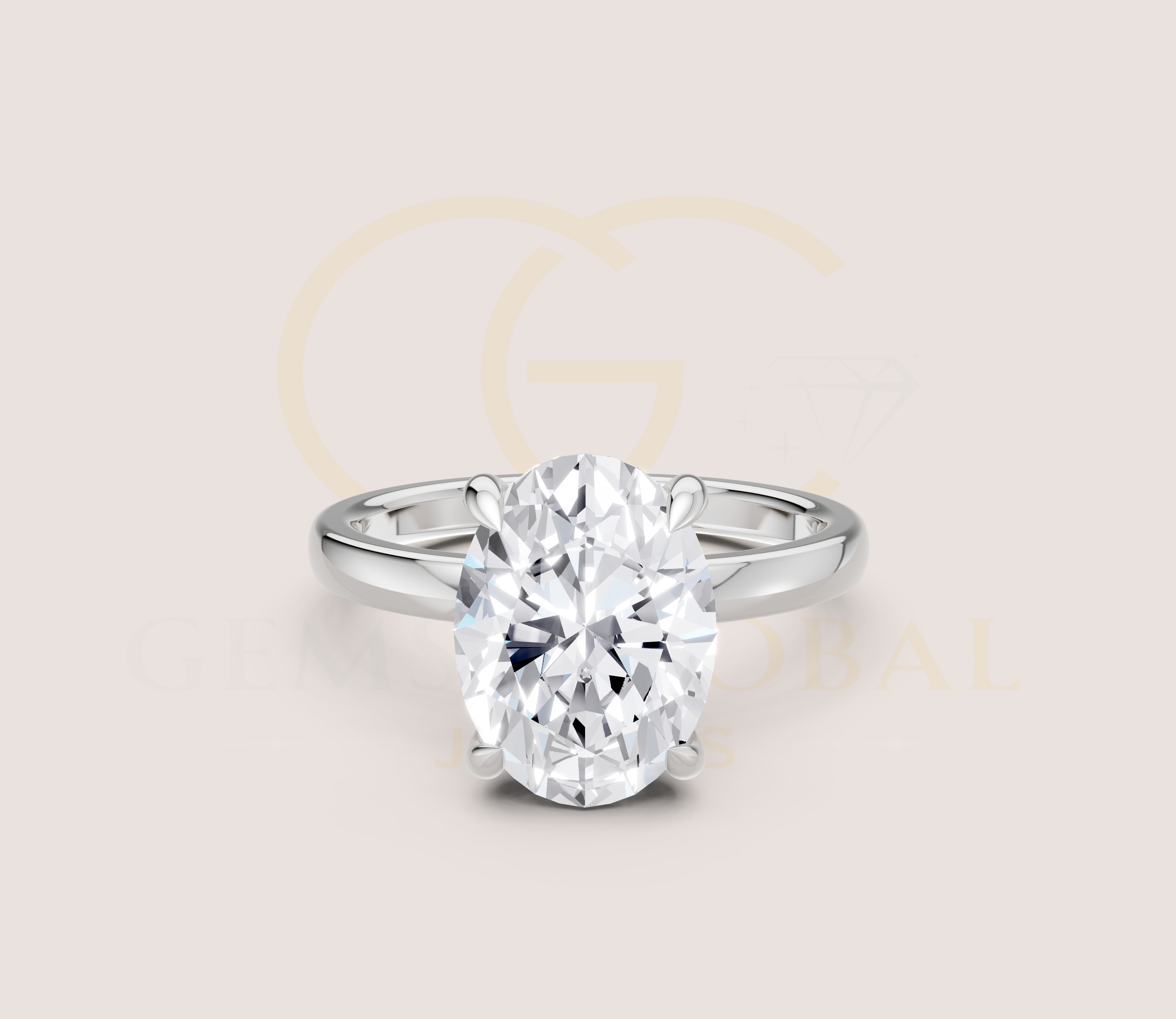 Oval Cut Hidden Halo Solitaire Engagement Ring view 15
