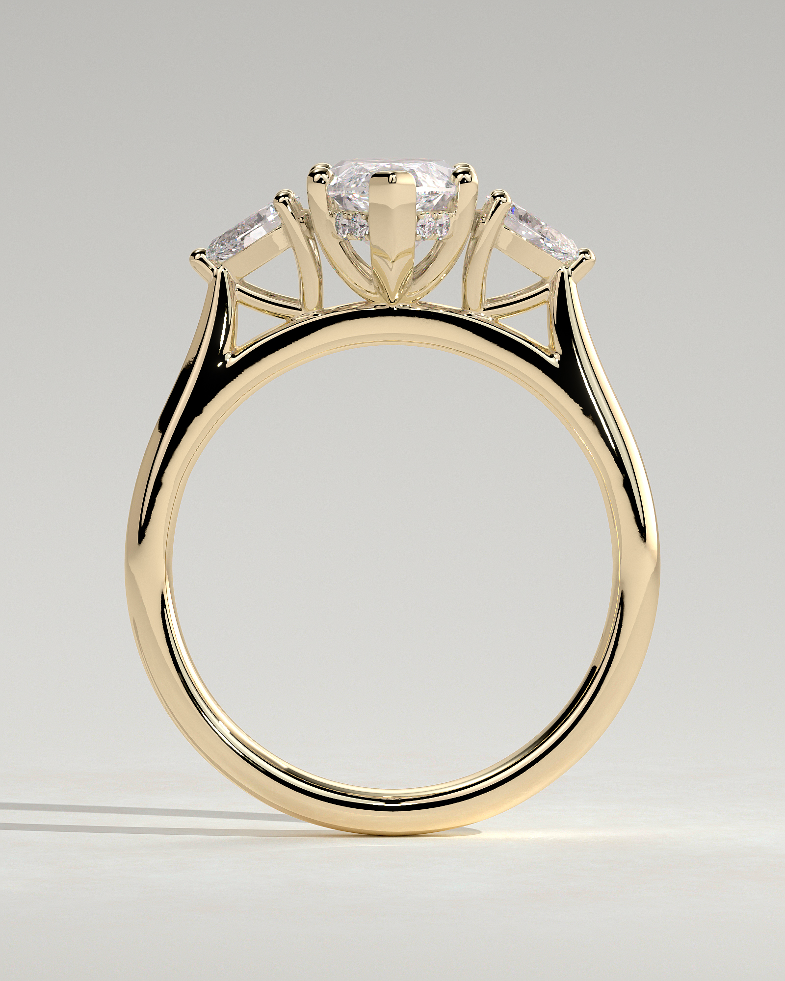 Marquise & Pear three Diamond Hidden Halo Diamond Ring