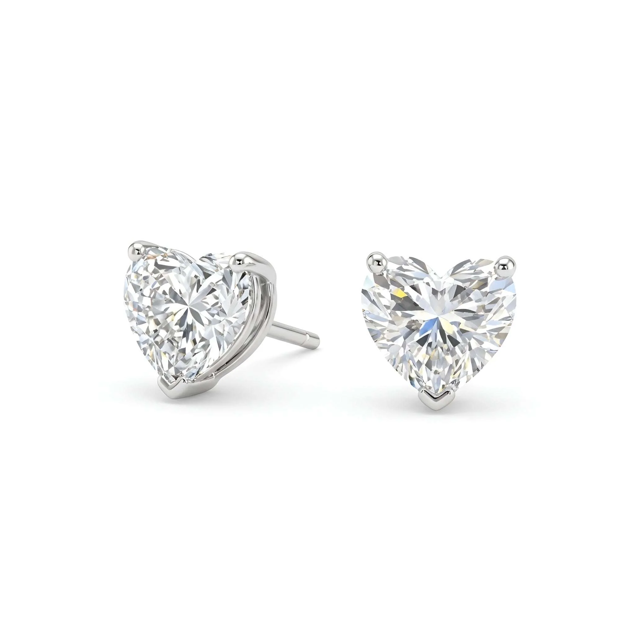 Heart Cut Diamond Stud Earrings, IGI Certified Diamond Stud Earrings 4