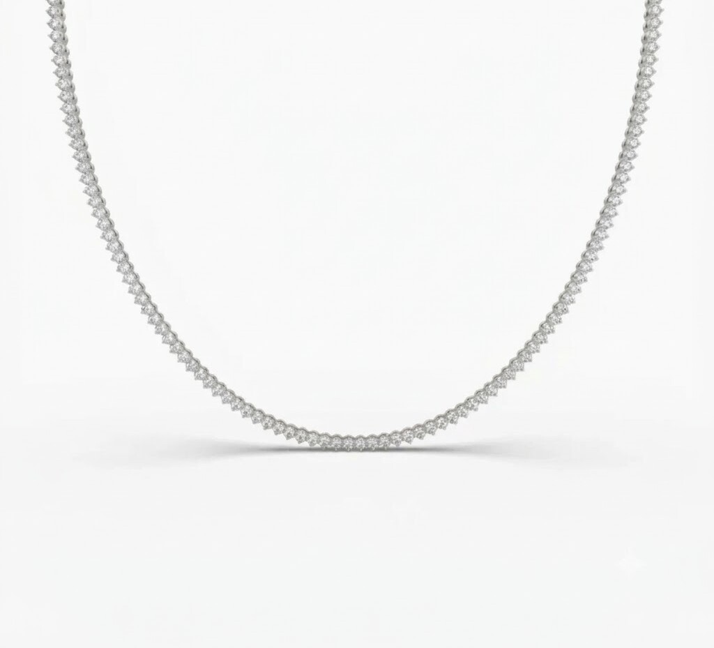 5 TCW Round Diamond Wedding Necklace, Diamond Bridal Necklace, Round Cut Diamond Tennis Necklace