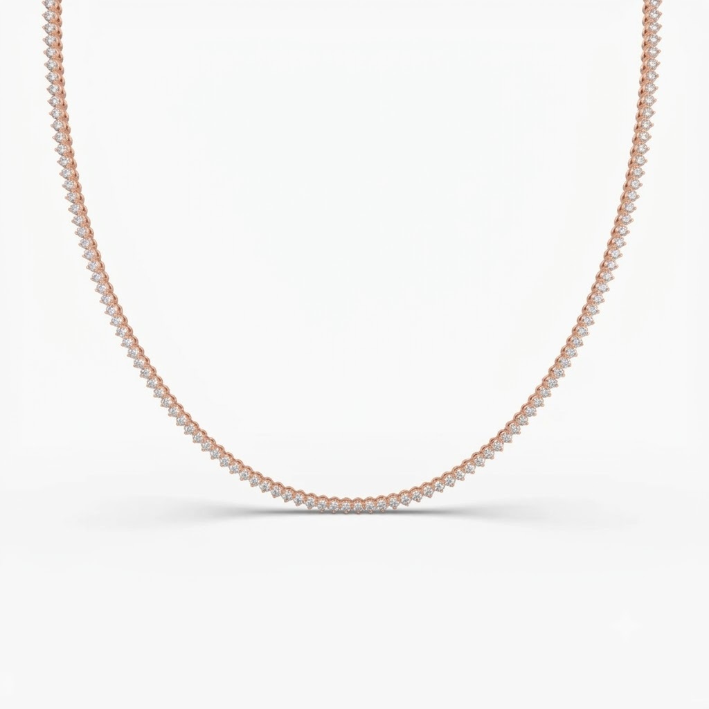 5 TCW Round Diamond Wedding Necklace, Diamond Bridal Necklace, Round Cut Diamond Tennis Necklace