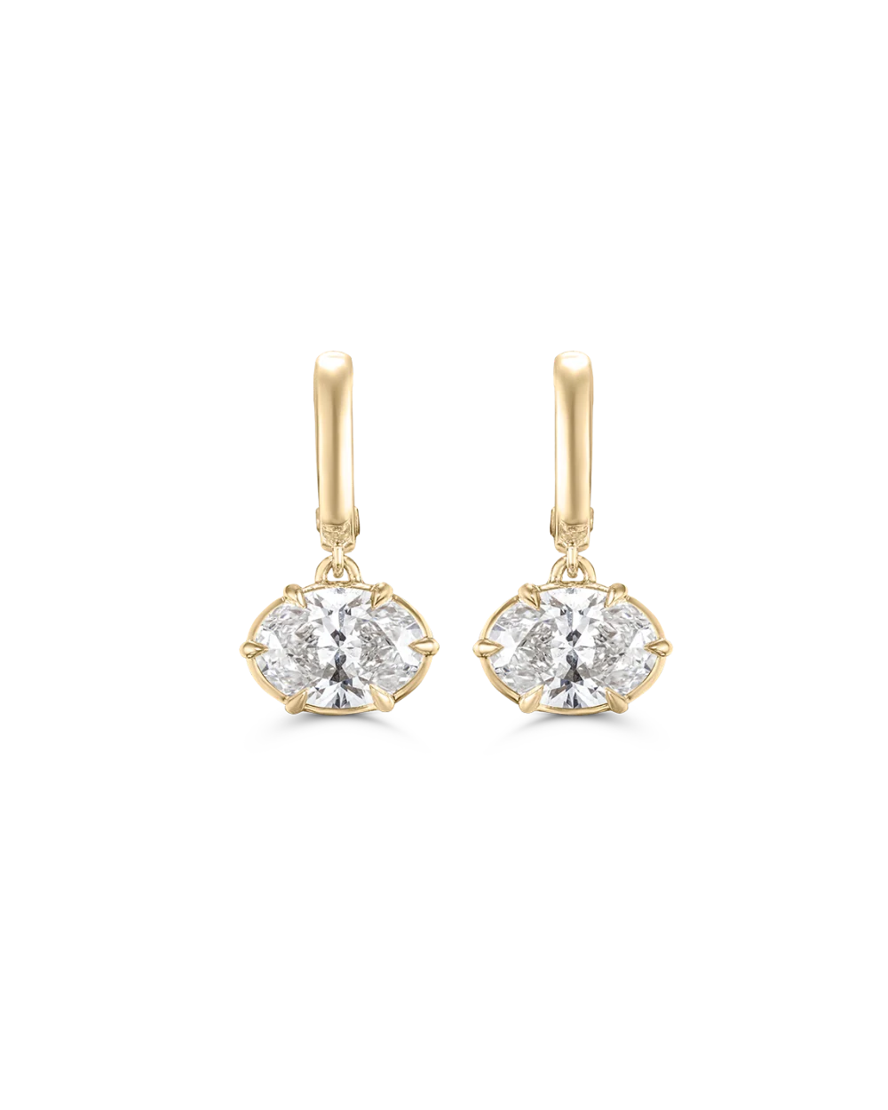 6ct Oval Lab Grown Diamond Huggie Earrings, Solid Gold Huggies