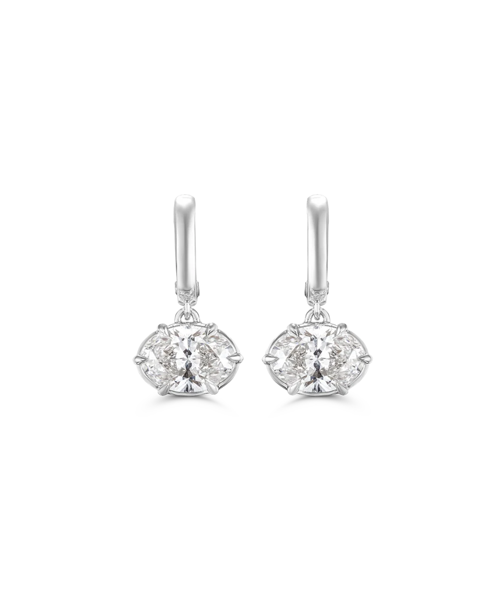 6ct Oval Lab Grown Diamond Huggie Earrings, Solid Gold Huggies