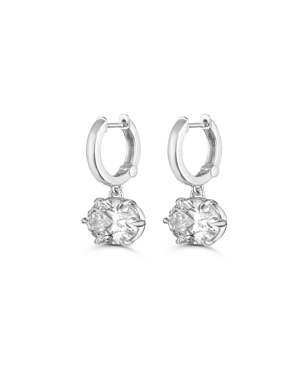 6ct Oval Lab Grown Diamond Huggie Earrings, Solid Gold Huggies 4