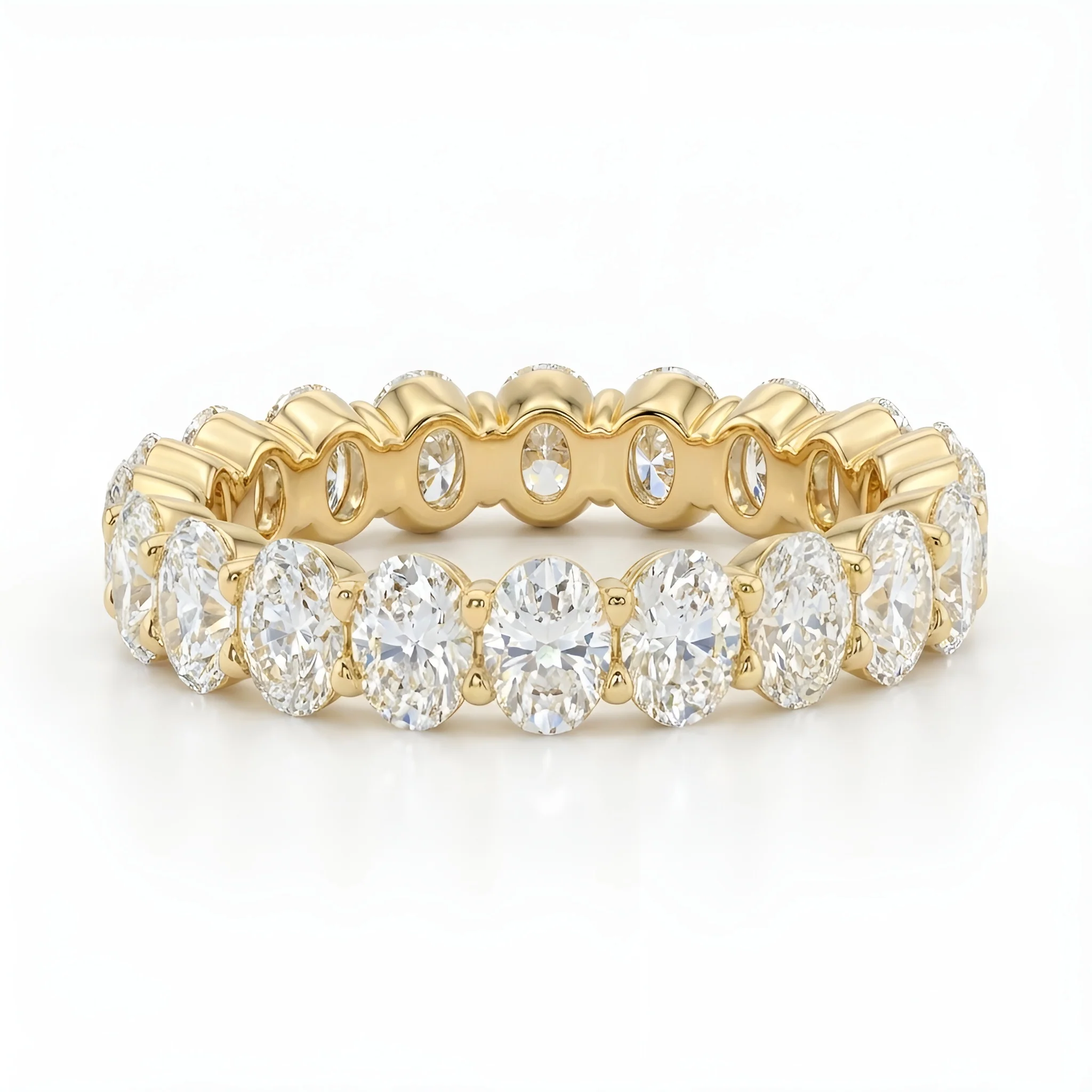 3TCW Oval Diamond Wedding Band,Solid Gold Wedding Ring