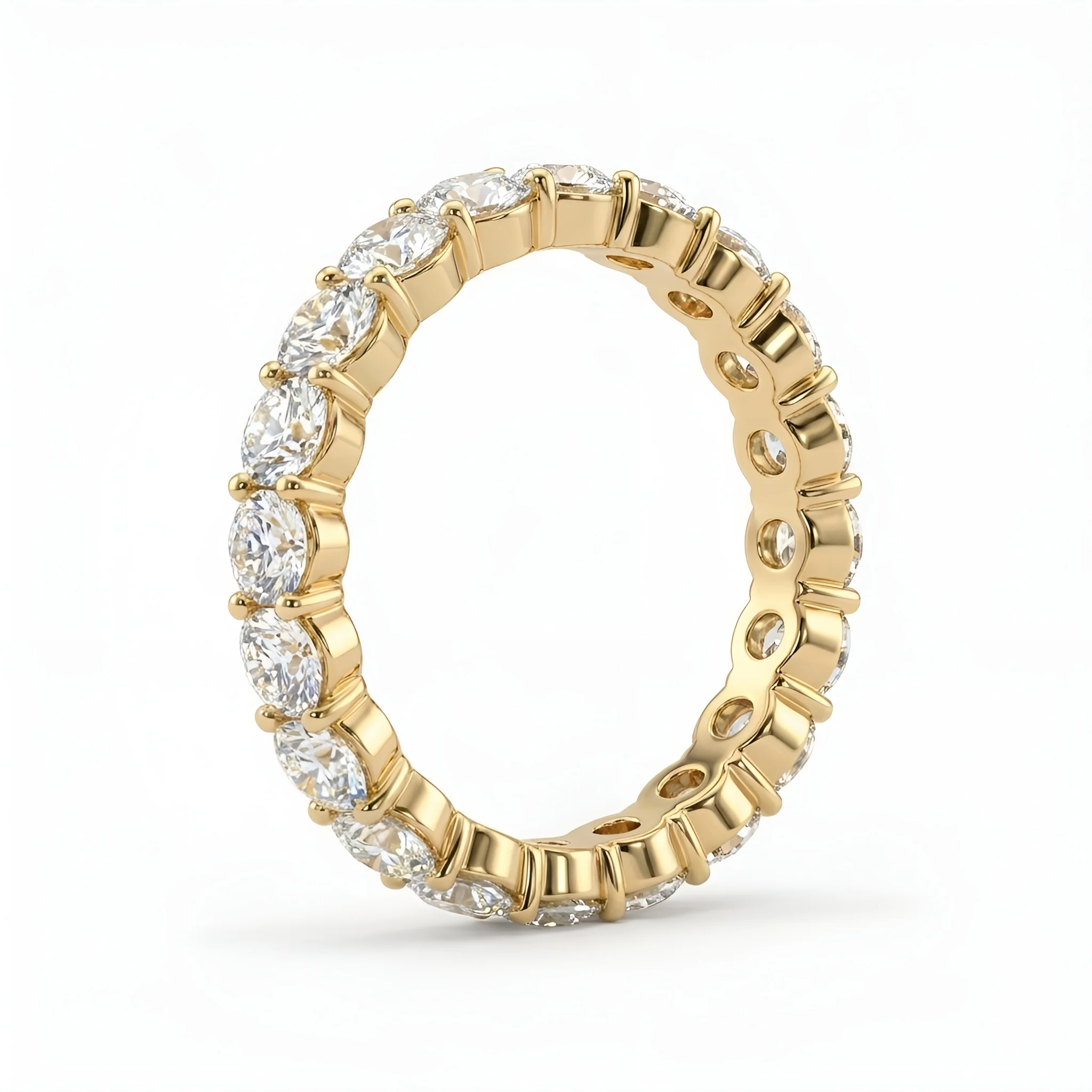 3TCW Oval Diamond Wedding Band,Solid Gold Wedding Ring
