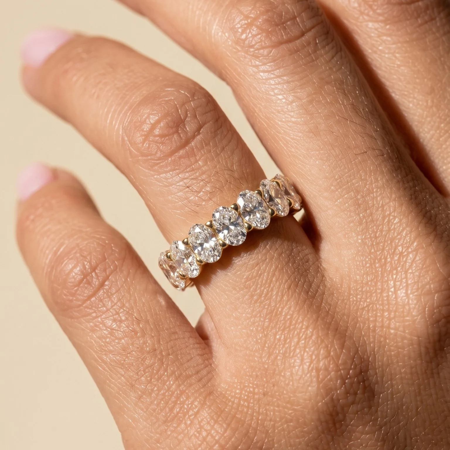 3TCW Oval Diamond Wedding Band,Solid Gold Wedding Ring