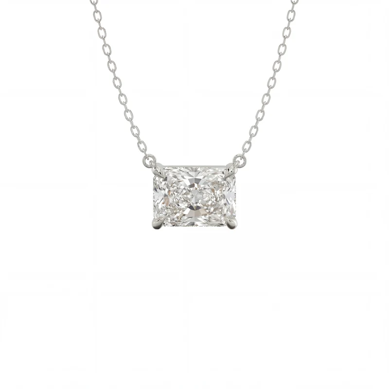 1.00CT East-West Radiant Lab-Grown Diamond Solitaire Pendant Necklace, IGI Certified