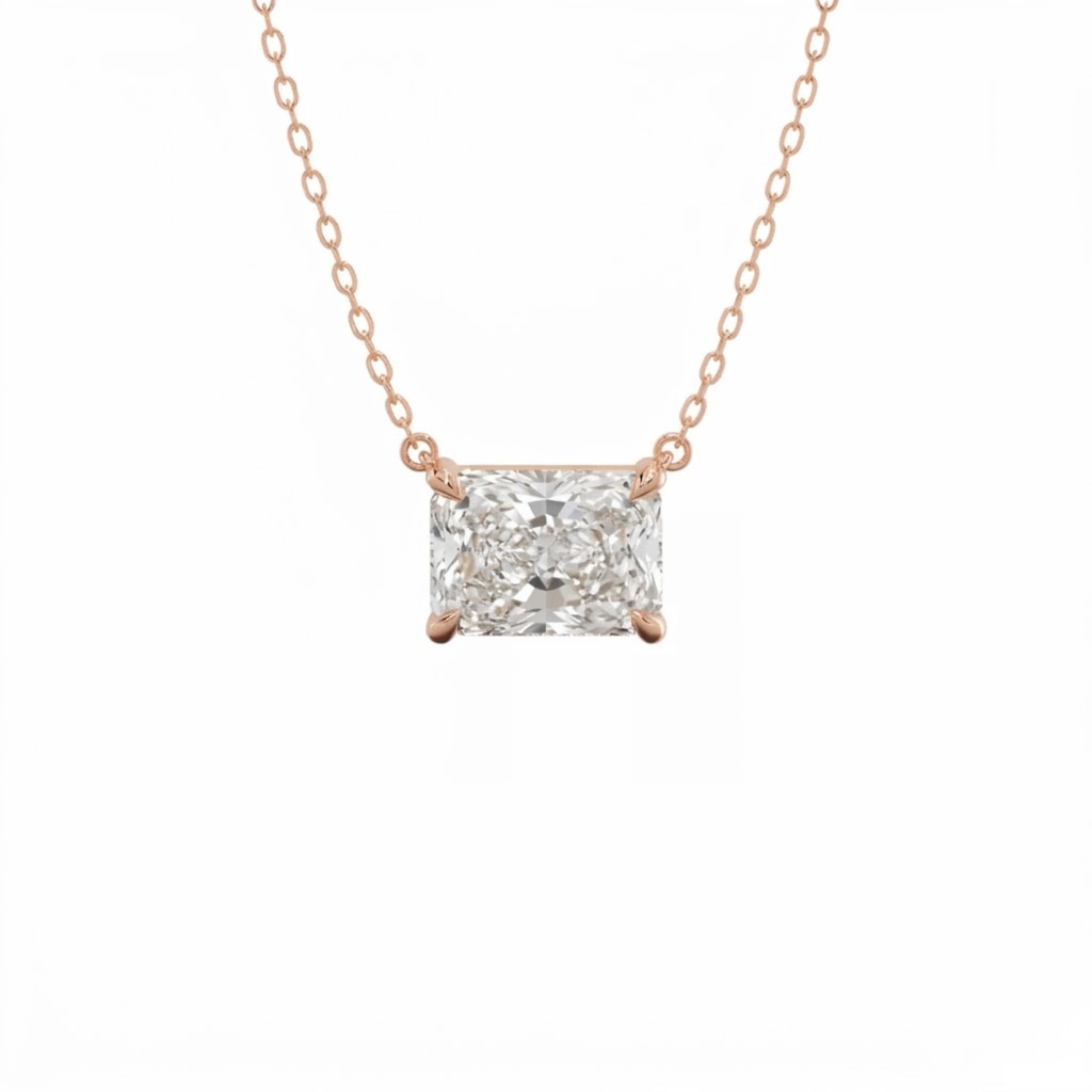 1.00CT East-West Radiant Lab-Grown Diamond Solitaire Pendant Necklace, IGI Certified
