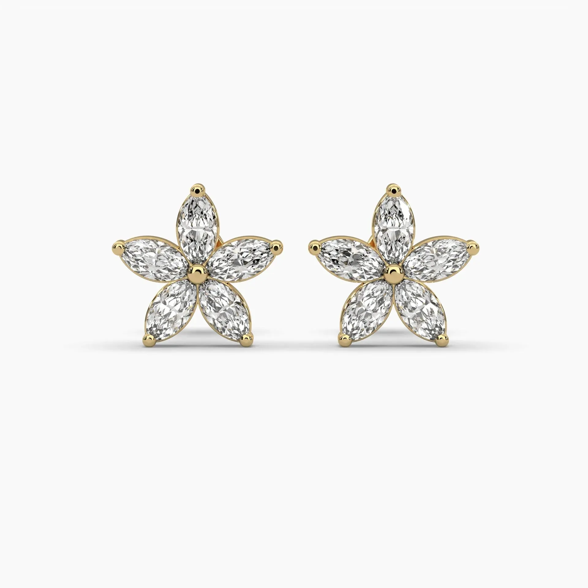 0.50ct Marquise Flower Lab Grown Diamond Stud Earrings, Floral Diamond Studs
