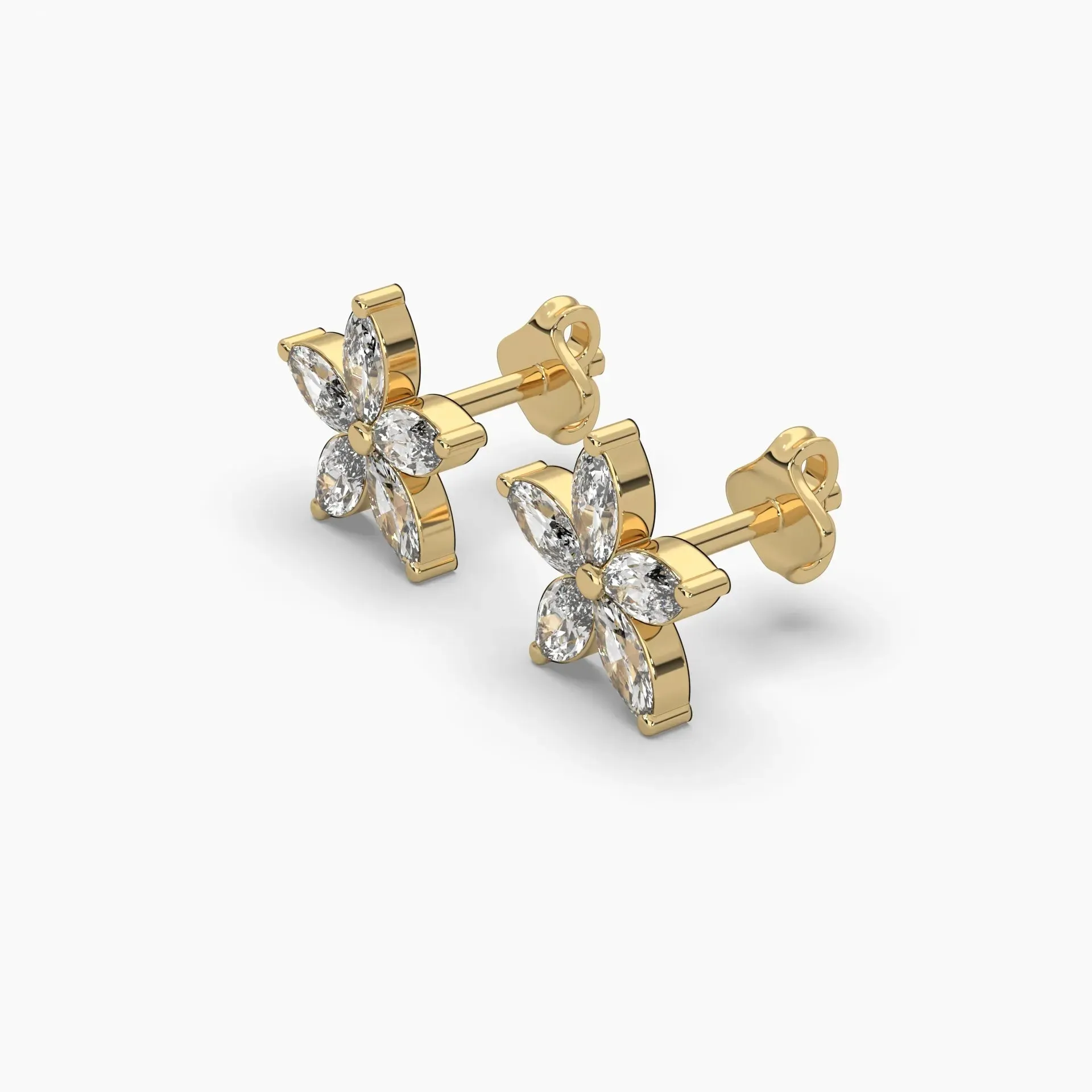 0.50ct Marquise Flower Lab Grown Diamond Stud Earrings, Floral Diamond Studs