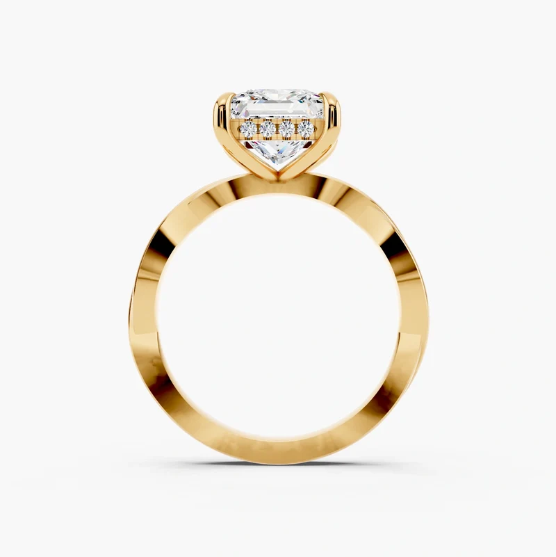 2.00ct Princess Cut Halo Diamond Engagement Ring, Twisted Vine Band