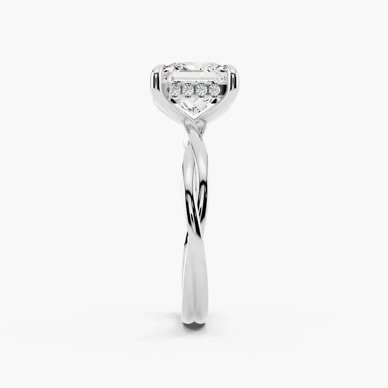 2.00ct Princess Cut Halo Diamond Engagement Ring, Twisted Vine Band 8