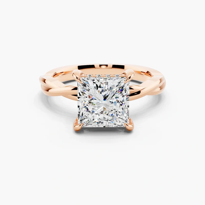 2.00ct Princess Cut Halo Diamond Engagement Ring, Twisted Vine Band 9